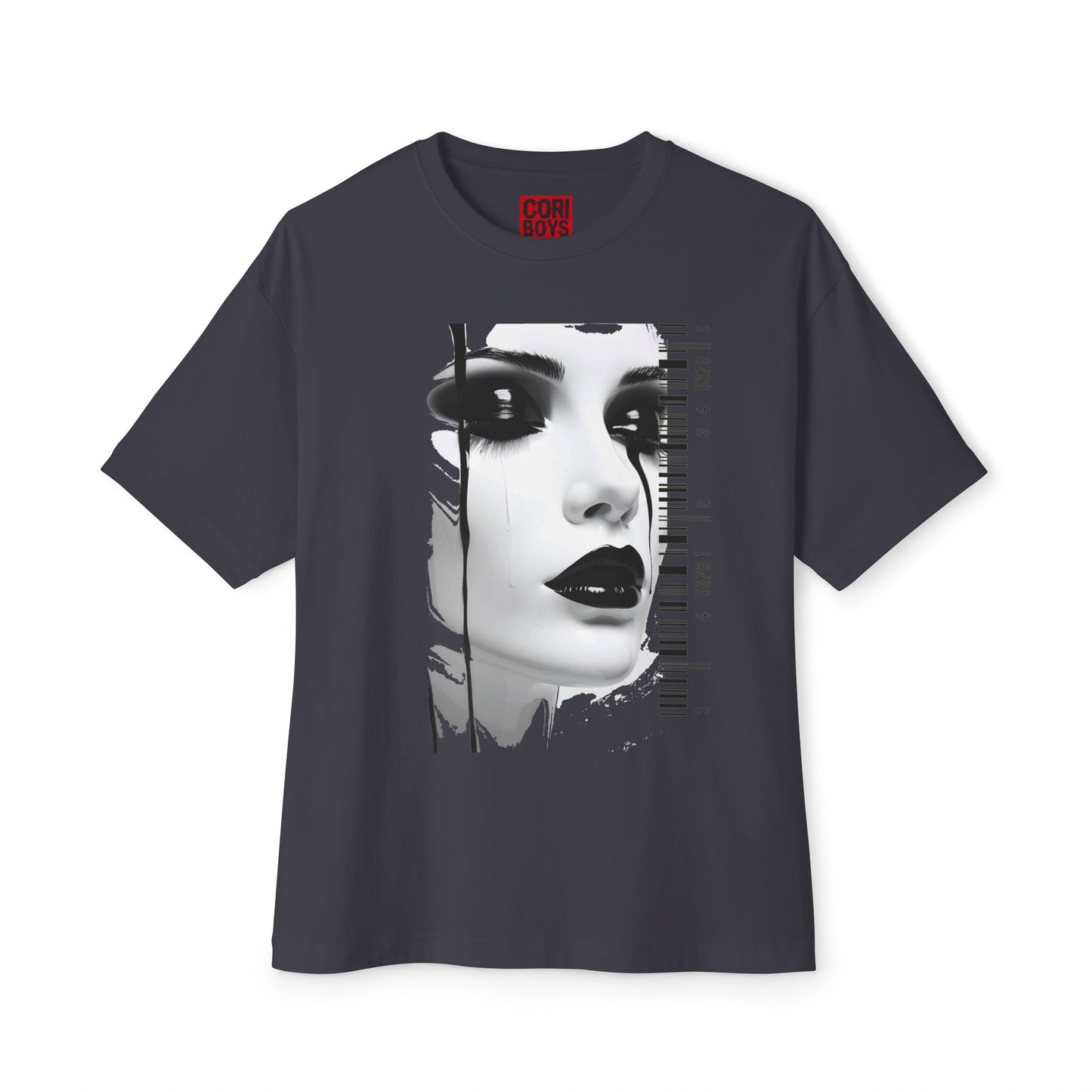 Chic Art Print Boxy Tee, Oversized Graphic T-Shirt, Fashionable Streetwear Top, Unique Women’s Cotton Tee, Casual Everyday Wear