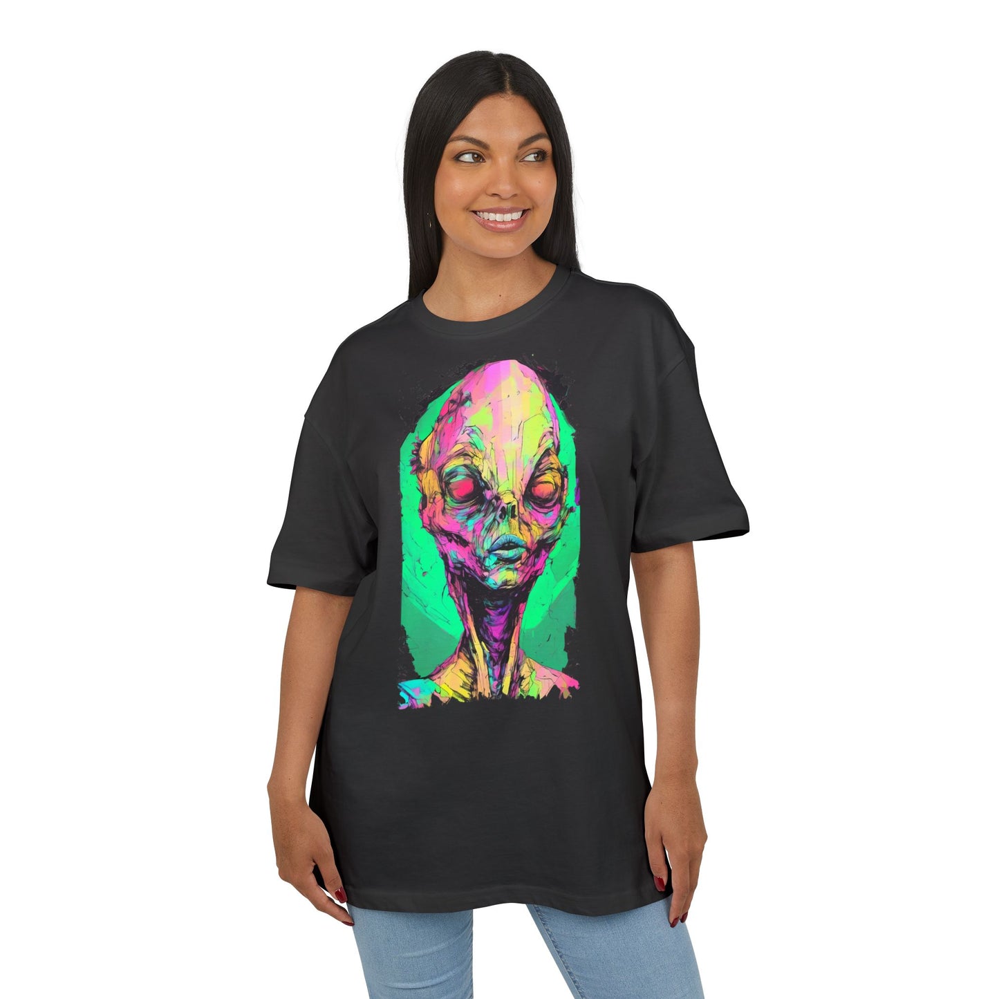 Alien Art Oversize Tee, Graphic Tee, Unisex T-Shirt, Casual Wear, Unique Gift for Sci-Fi Lovers