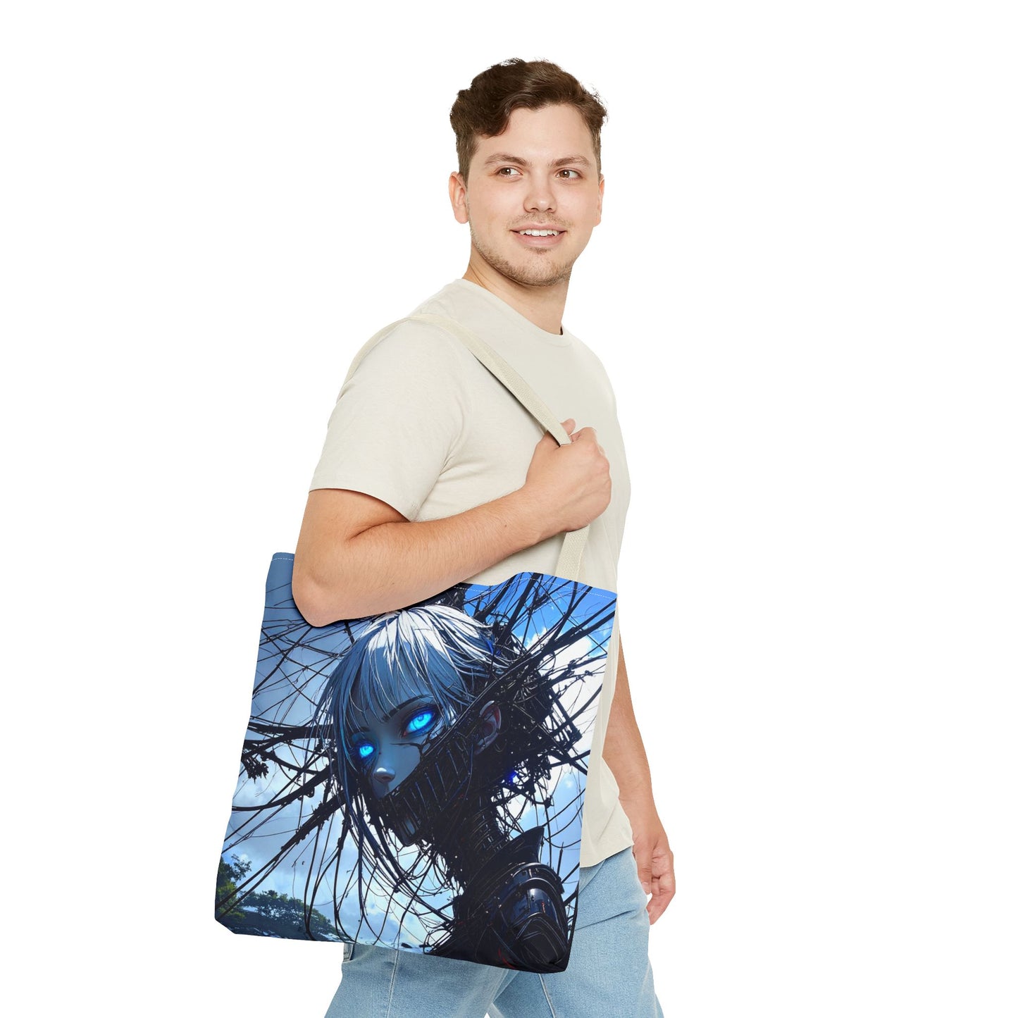 Futuristic Anime Tote Bag, Stylish Carry-All, Art Lover Gift, Unique Graphic Design Tote, Everyday Use Bag, Perfect for Shopping