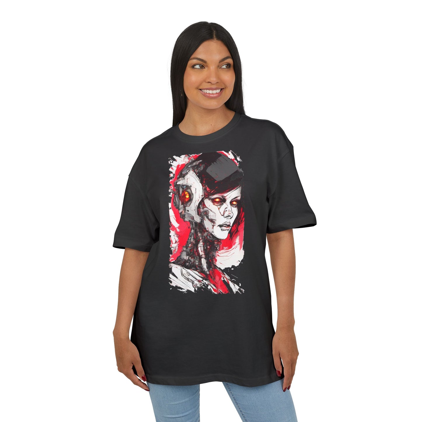 Cyberpunk-Inspired Unisex Heavy Oversize Tee | Graphic Tee, Streetwear, Gift for Gamers, Unique Fashion, Modern Art Apparel