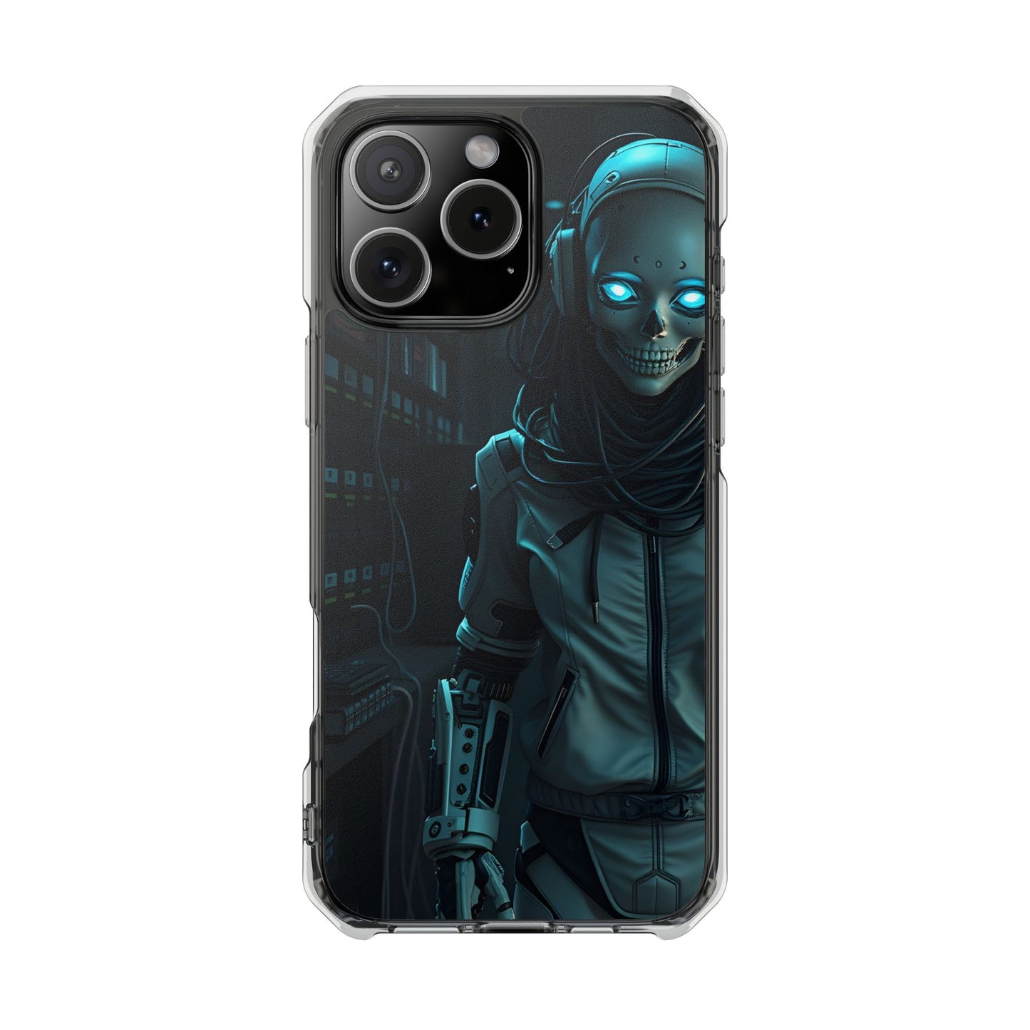 Futuristic Robot Phone Case, Magnetic Clear Impact Case, Unique Gift for Tech Lovers, Protective Smartphone Accessory, Cyberpunk Style