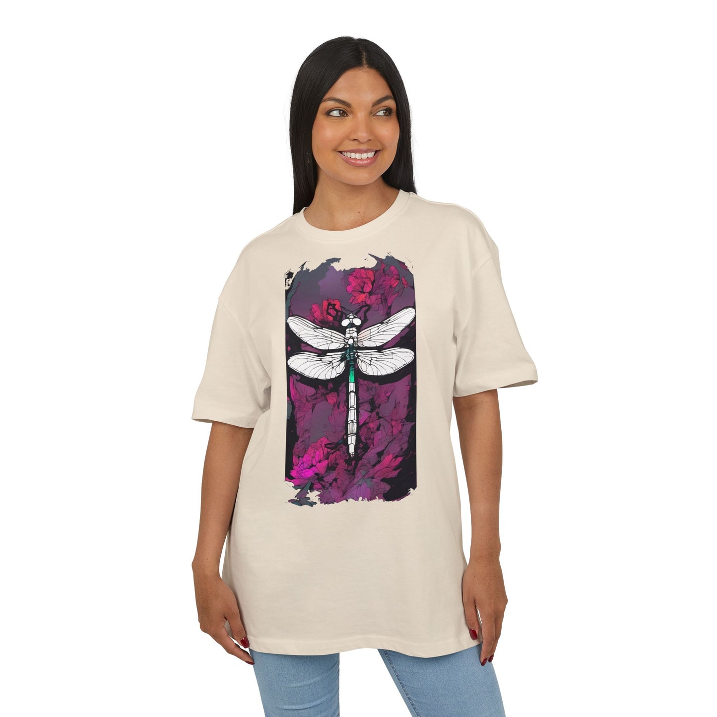 Dragonfly Art Unisex Heavy Oversize Tee, Nature Lover Shirt, Gift for Her, Artistic Tee, Summer Fashion, Relaxed Fit Clothing