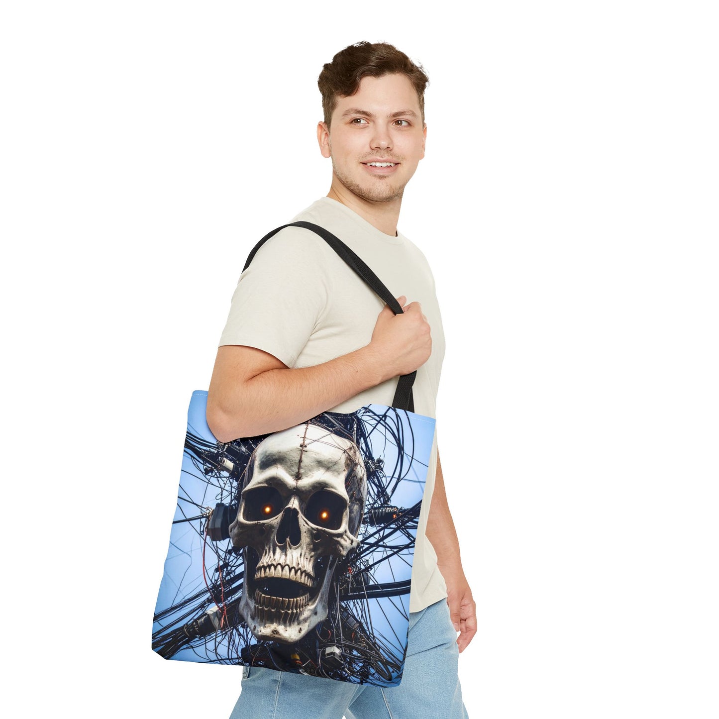 Gothic Skull Tote Bag, Gift for Halloween, Edgy Fashion Accessory, Unique Shopping Bag, Cool Graphic Reusable Tote
