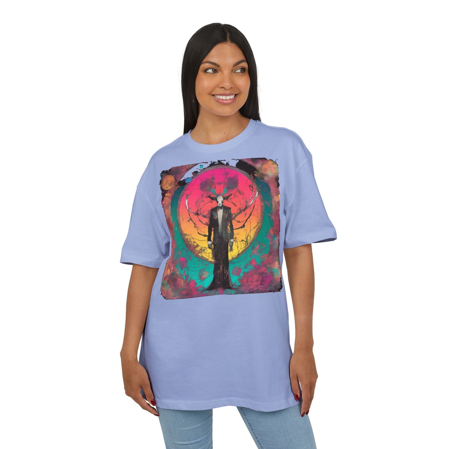 Vibrant Artistic Oversize Tee - Unisex Heavyweight T-Shirt, Bohemian Style, Gift for Art Lovers, Festival Wear, Casual Chic