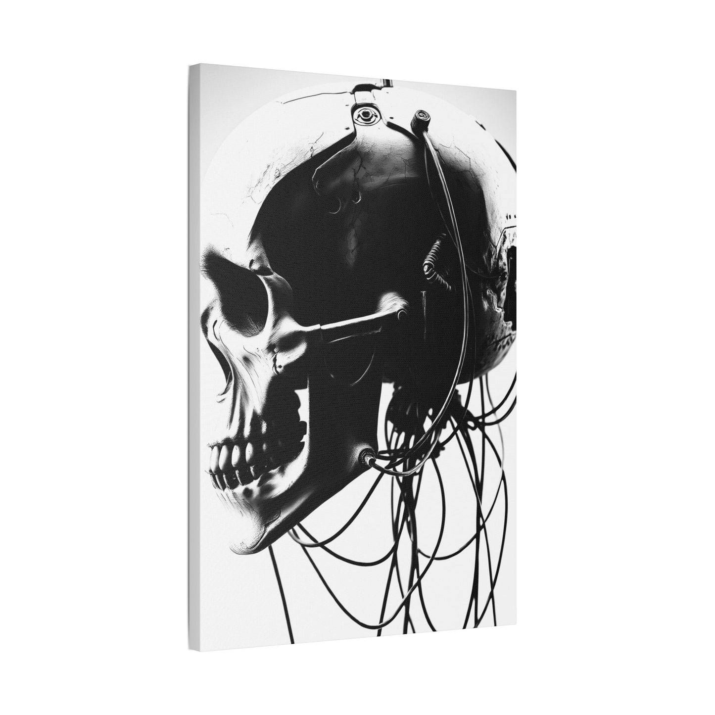Gothic Skull Canvas Art, Black and White Stretched Wall Decor, Edgy Home Aesthetic, Perfect for Halloween and Punk Lovers