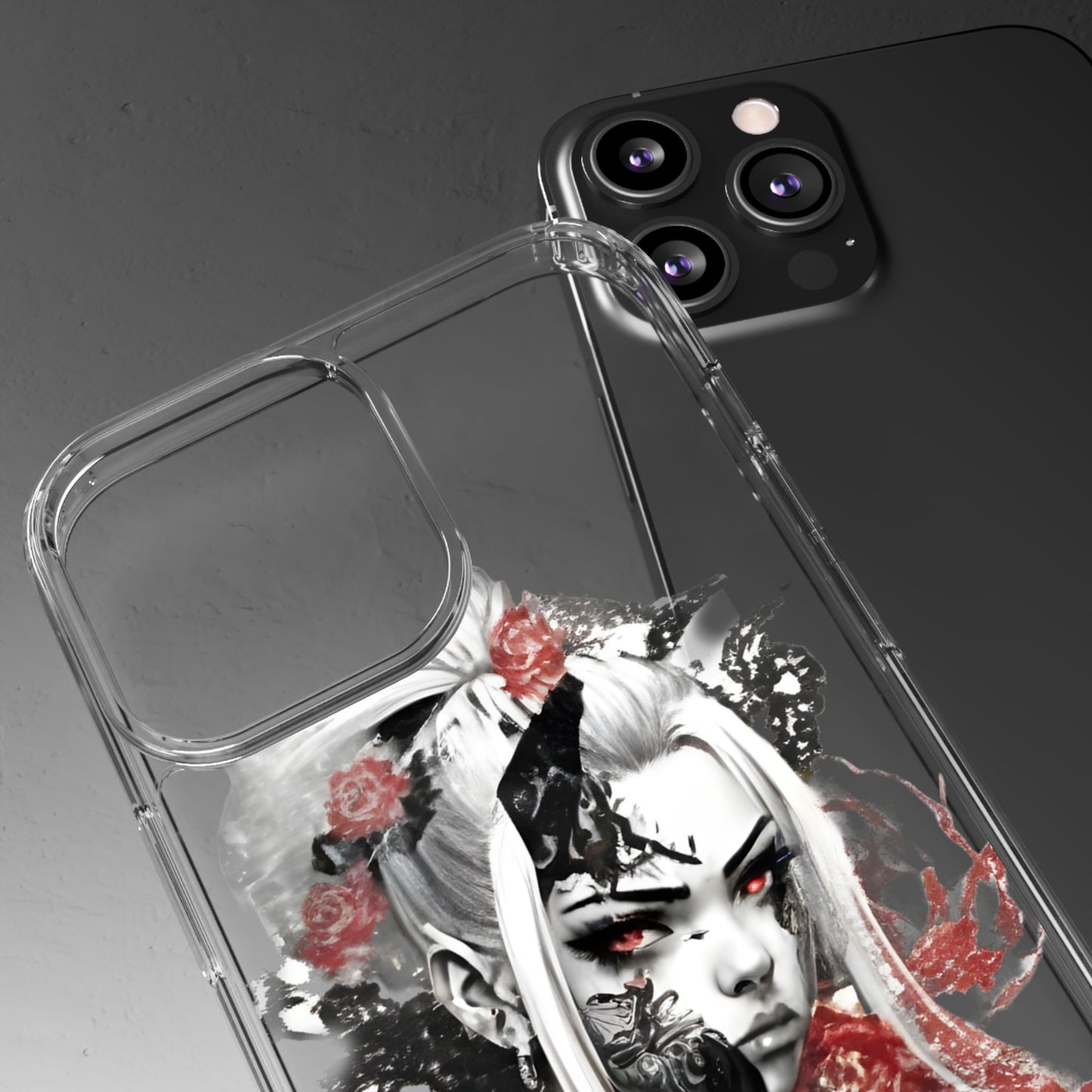 Artistic Clear Phone Case with Floral Design