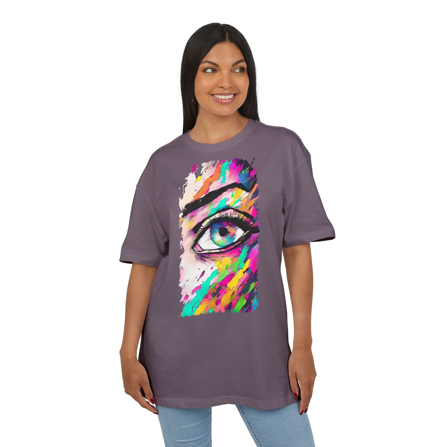 Colorful Eye Graphic Unisex Heavy Oversize Tee, Artistic T-Shirt, Casual Wear, Gift for Art Lovers, Streetwear Trends, Vibrant Style