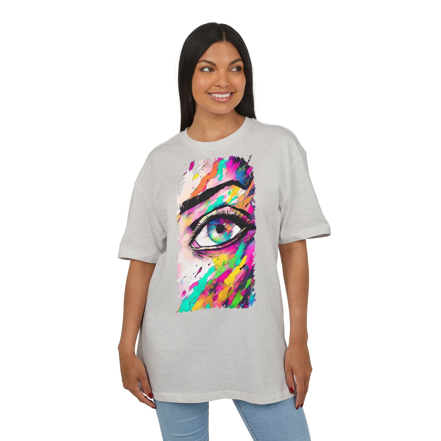 Colorful Eye Graphic Unisex Heavy Oversize Tee, Artistic T-Shirt, Casual Wear, Gift for Art Lovers, Streetwear Trends, Vibrant Style