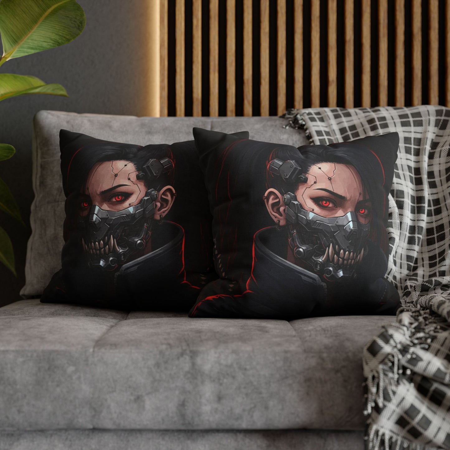 Cyberpunk-Style Velvet Pillowcase, Decorative Pillow, Home Decor, Unique Gift, Futuristic Accent, Gaming Room Decoration