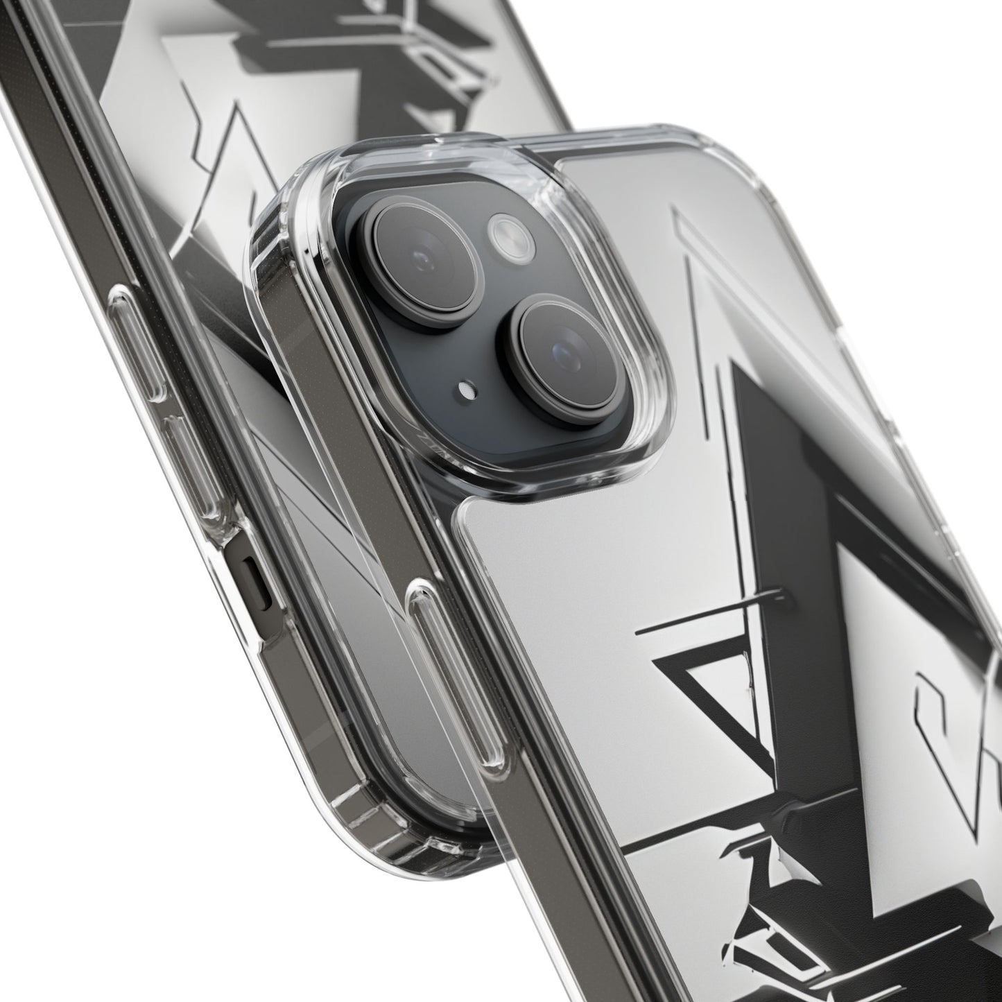 Clear Phone Case with Abstract Edgy Design Print