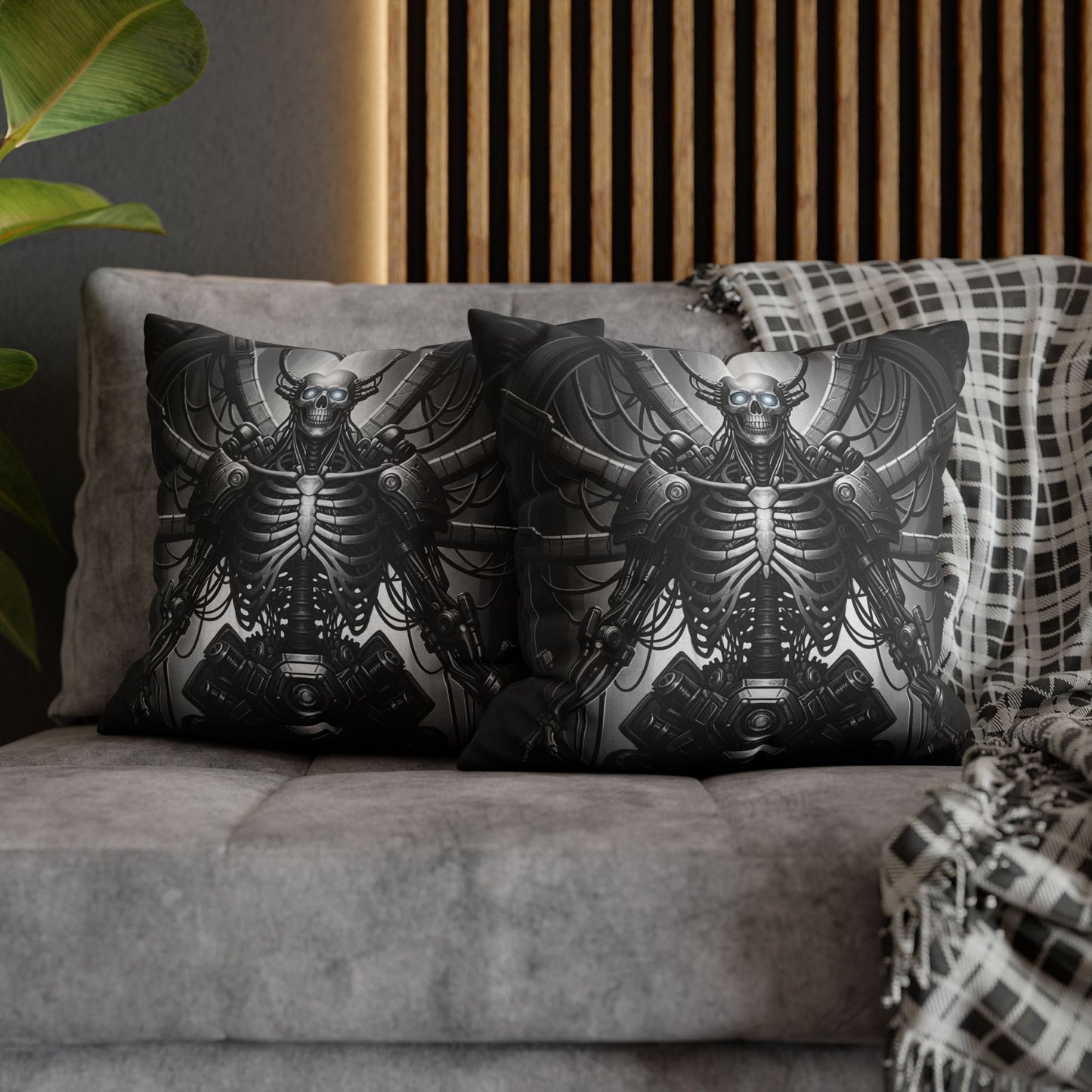 Gothic Skeleton Pillowcase - Dark Decor for Halloween, Bohemian Home, Gothic Style, Sofa Cushion, Unique Gift