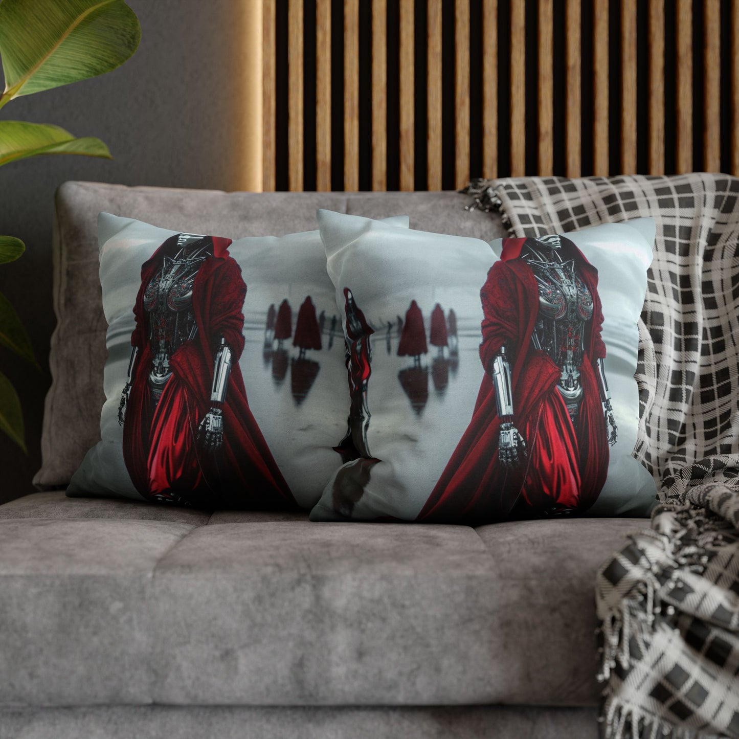 Futuristic Robot Art Pillowcase, Decorative Cushion Cover, Modern Home Decor, Gift for Sci-Fi Lovers, Unique Throw Pillow