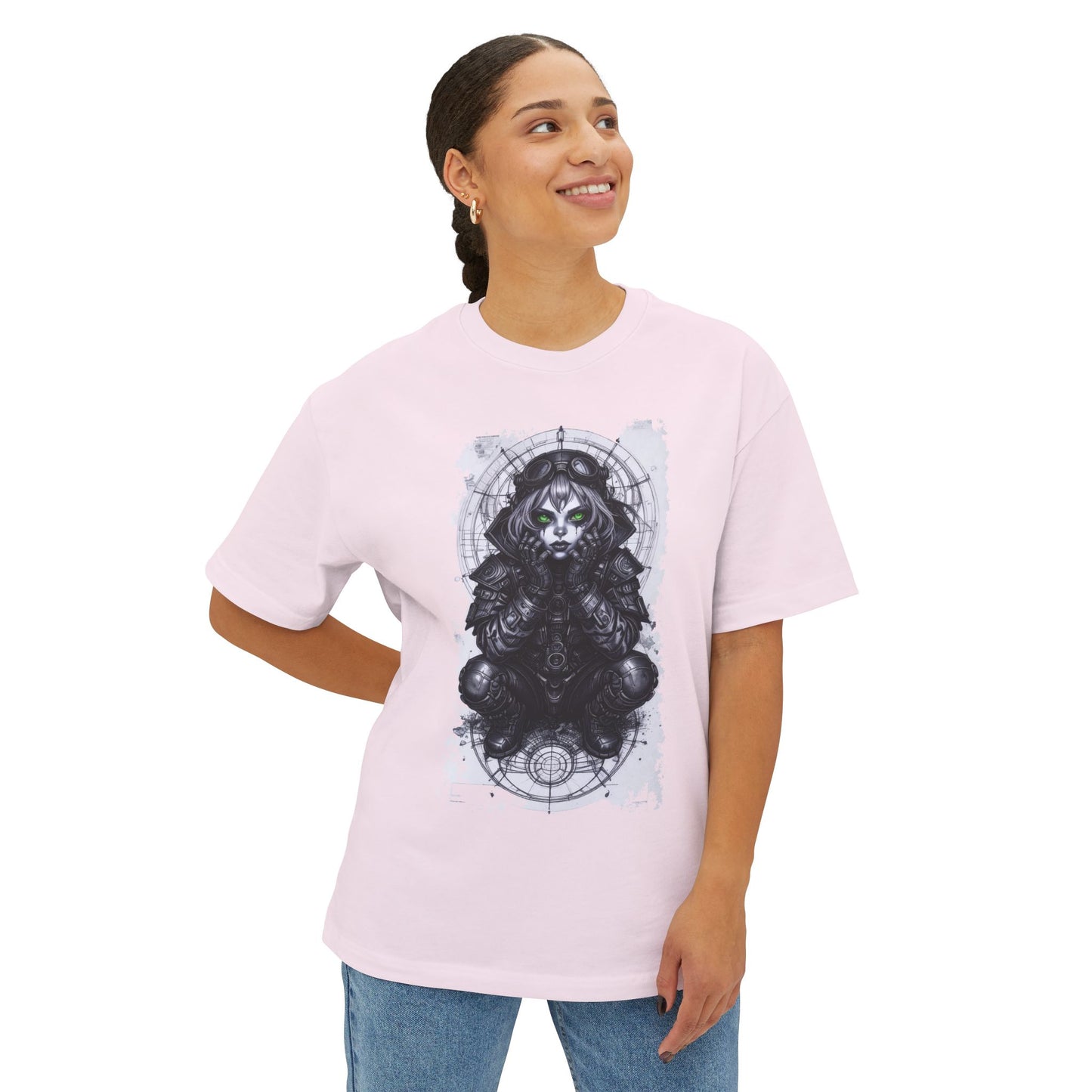 Gothic Graphic Unisex Boxy Tee - Oversized White T-Shirt for Alternative Fashion, Casual Wear, Gift for Festivals, Streetwear