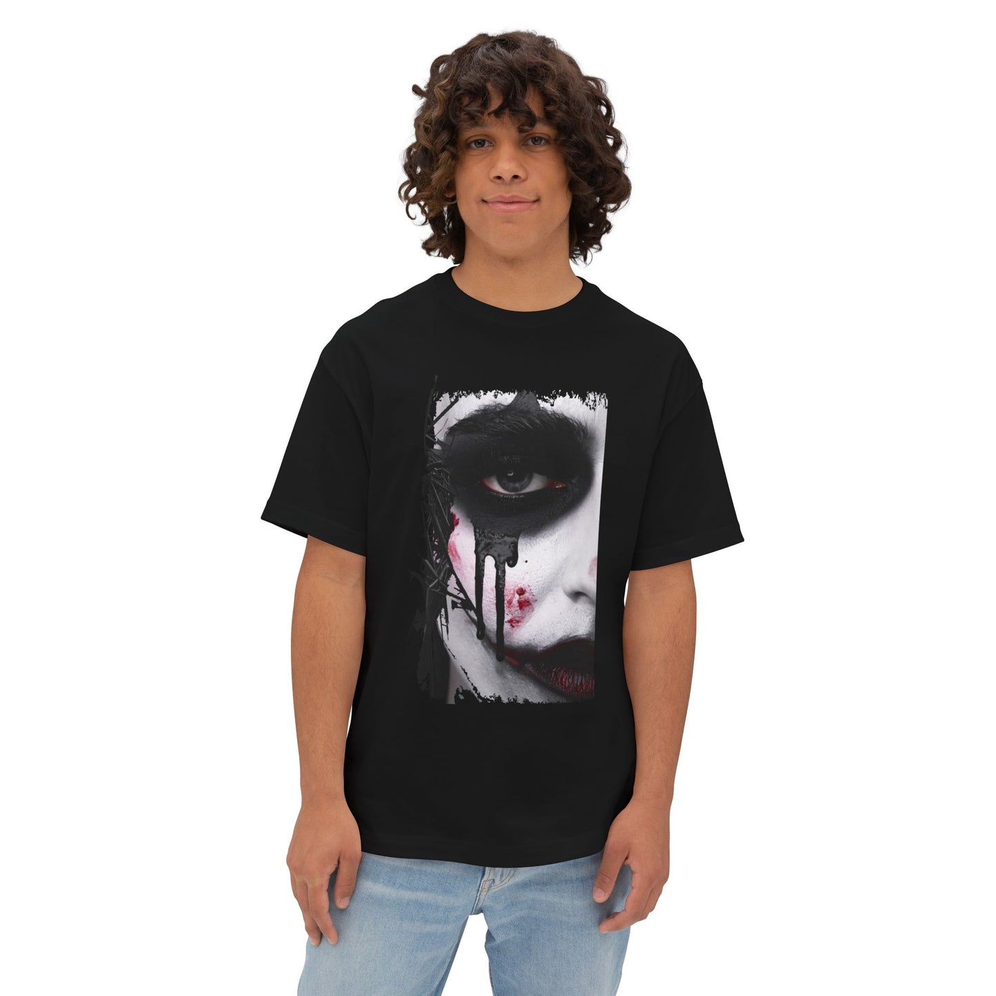 Gothic Art Oversized Tee, Unisex Graphic Shirt, Dark Art Apparel, Spooky Casual Fashion, Unique Streetwear