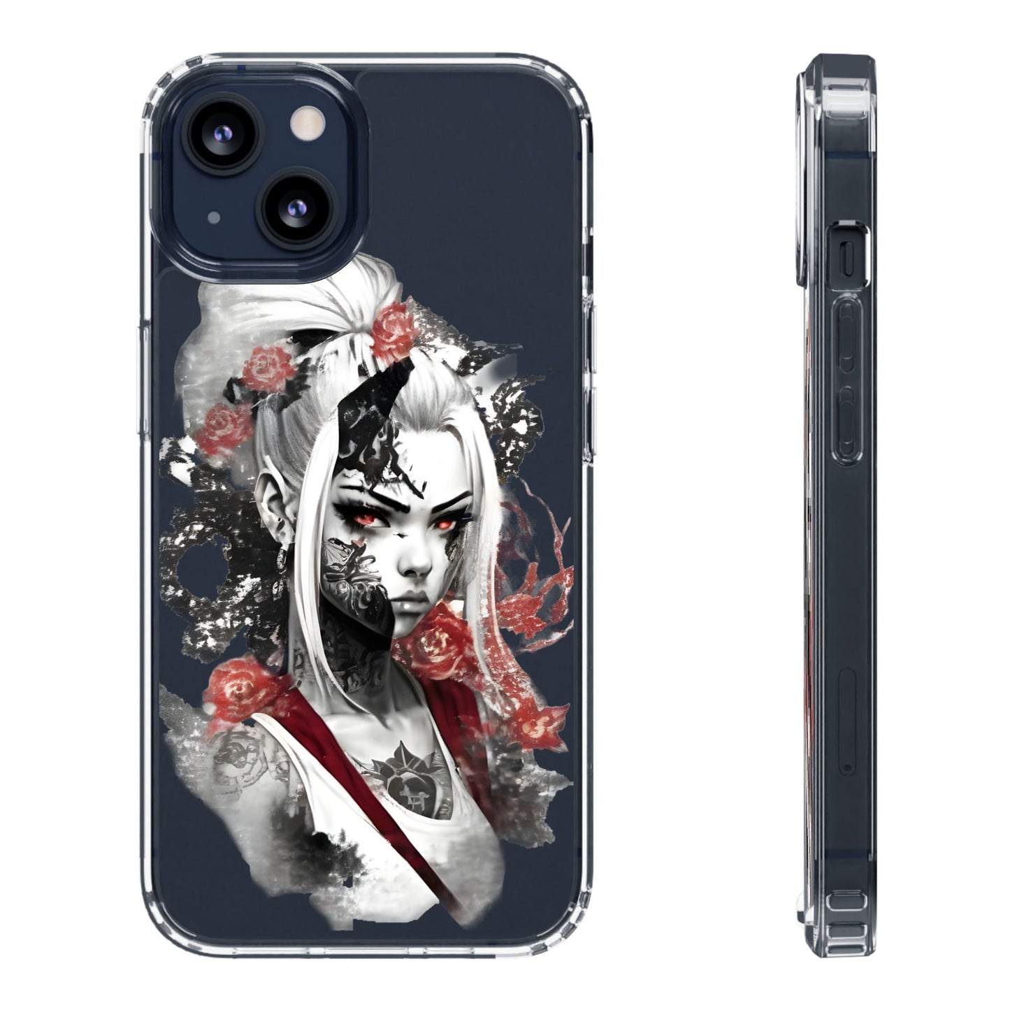 Artistic Clear Phone Case with Floral Design