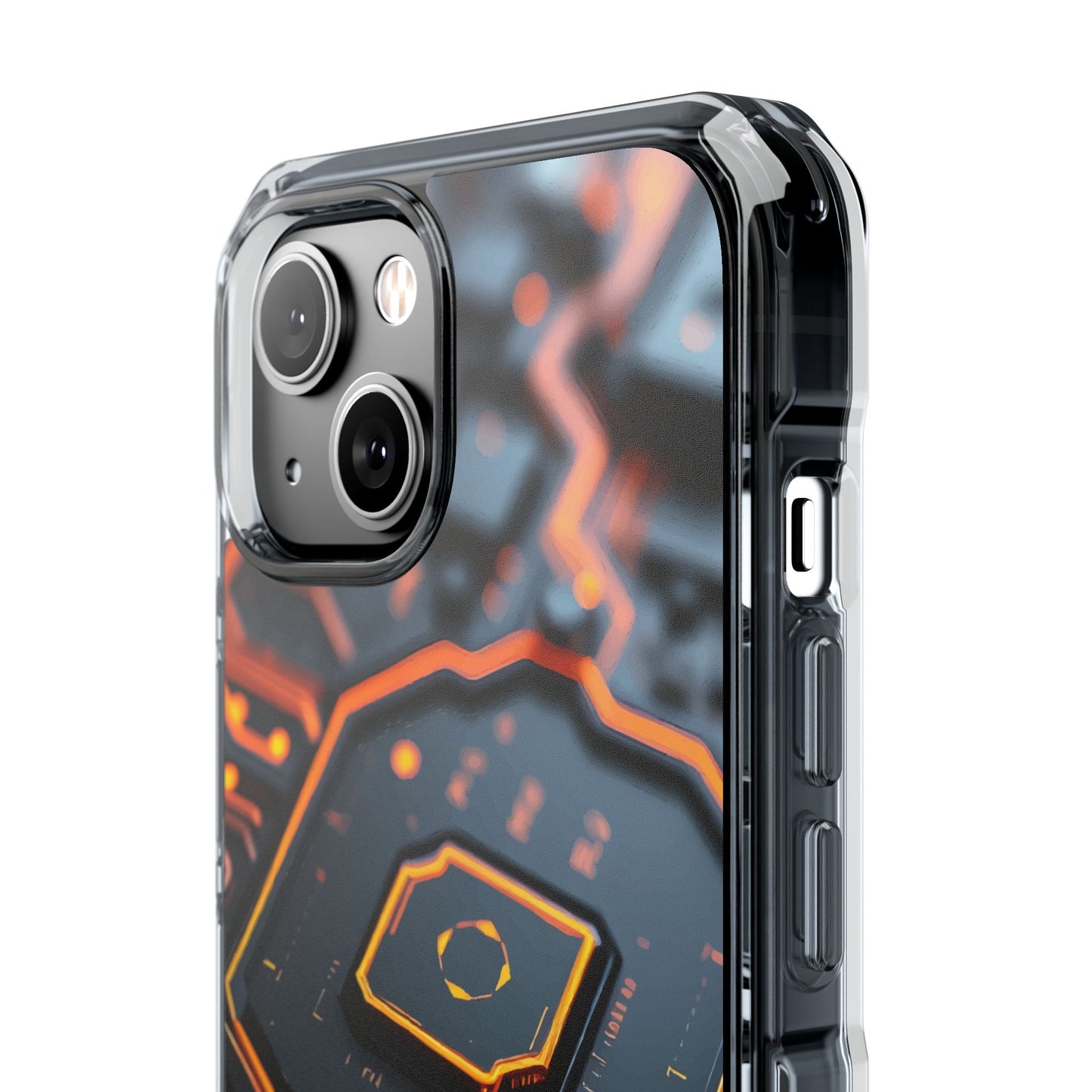 Futuristic Magnetic Phone Case, Clear Impact Case, Stylish Tech Accessory, Gifts for Tech Enthusiasts, Unique Phone Cover