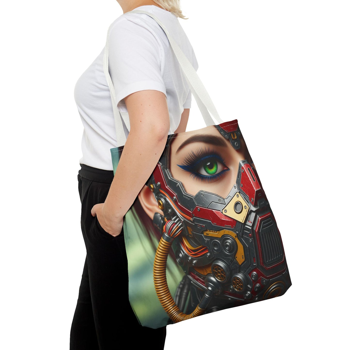 Futuristic Cybernetic Tote Bag, Eco-Friendly Shopper, Tech Enthusiast Gift, Fashionable Carryall, Sci-Fi Lovers Accessory
