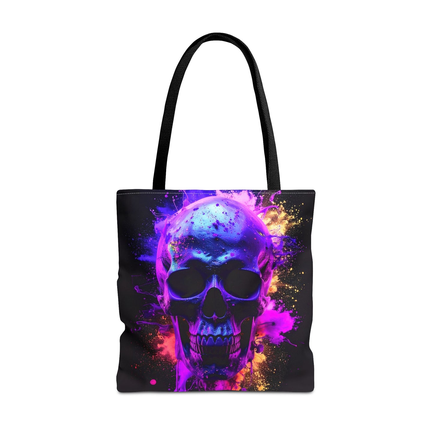 Skull Art Tote Bag, Stylish Shopping Tote, Colorful Beach Bag, Halloween Gift, Edgy Urban Accessory