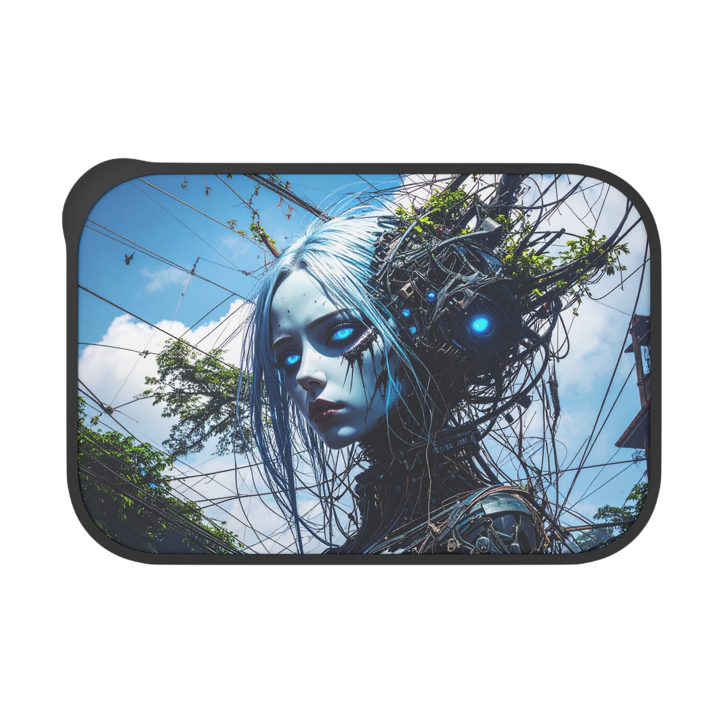 Futuristic Lunch Box with Utensils, Eco-Friendly Meal Prep Container, Perfect for Lunch, Gifts for Tech Lovers, Reusable Food Storage