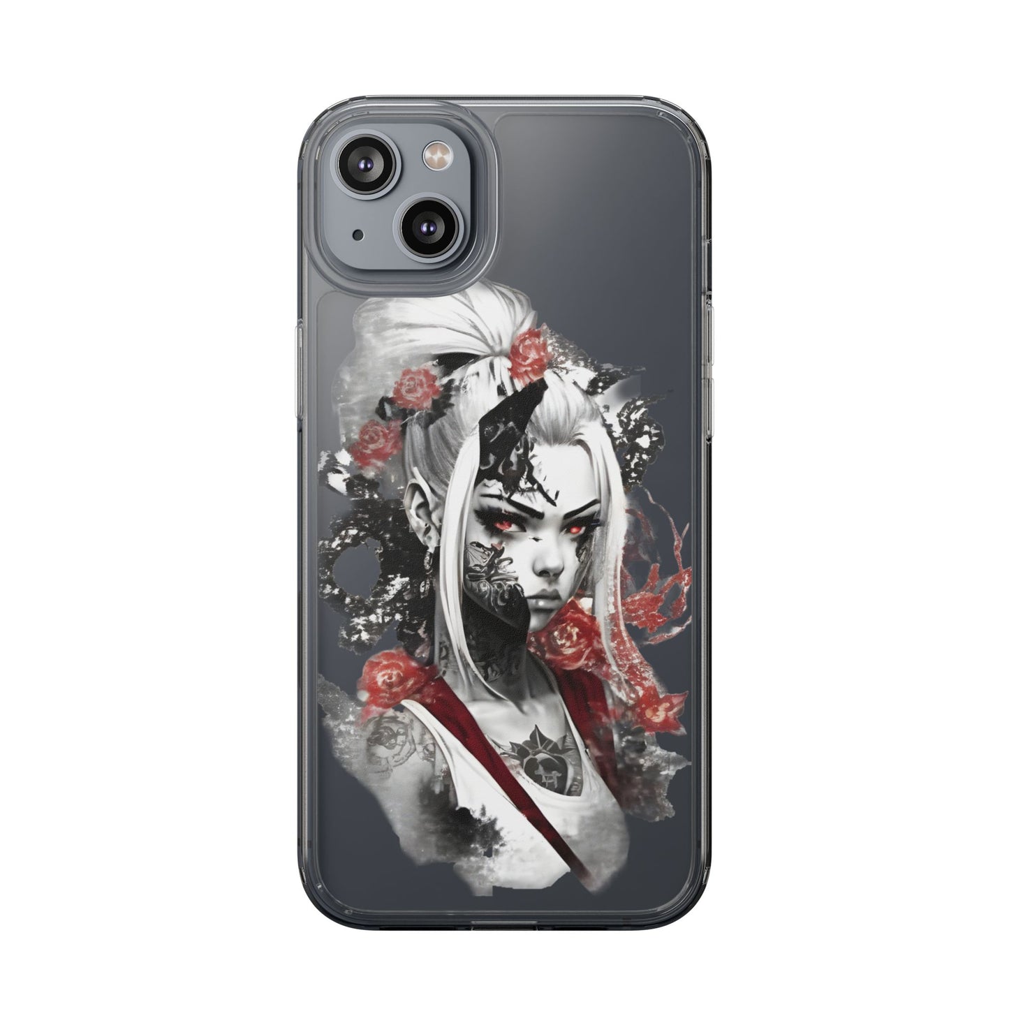 Artistic Clear Phone Case with Floral Design