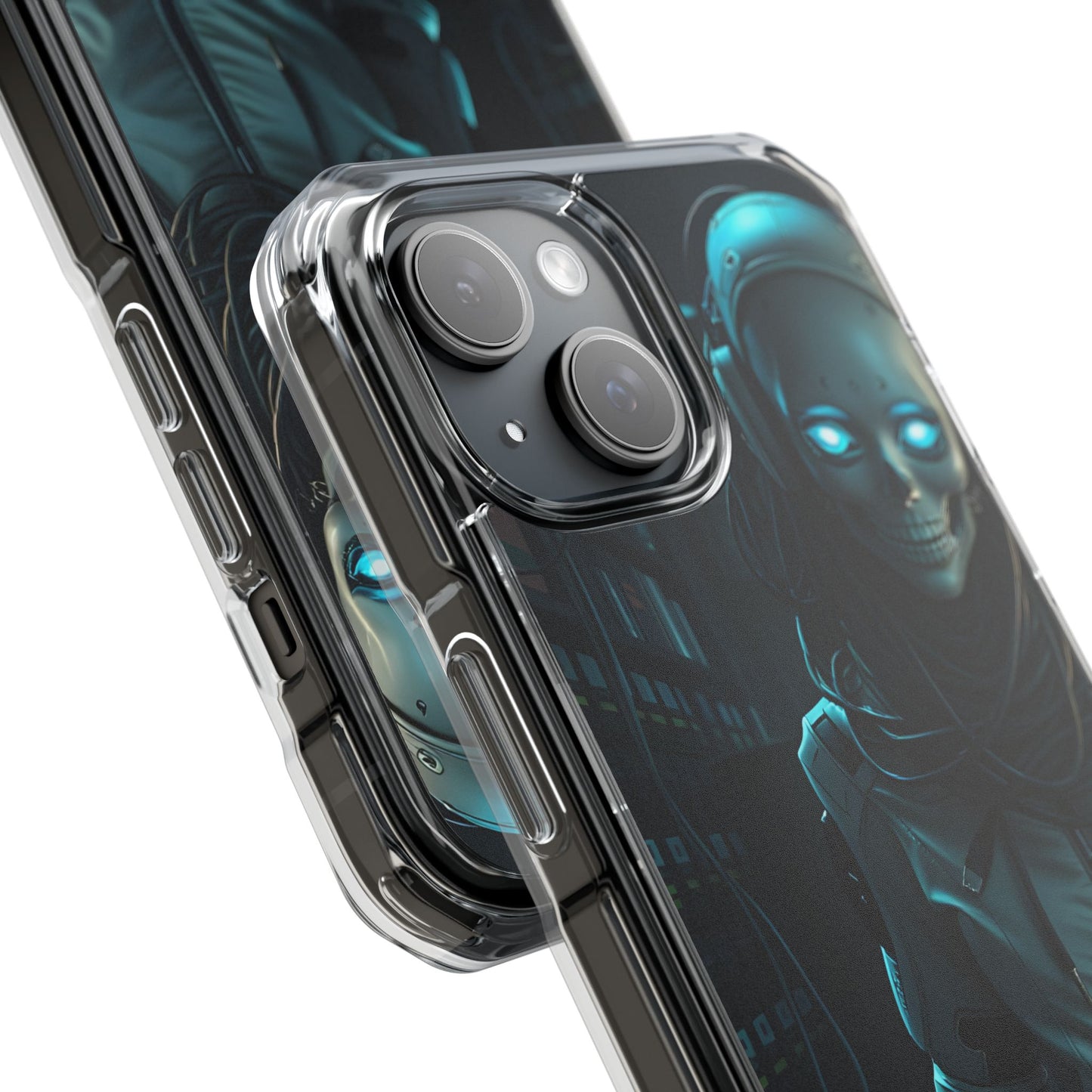 Futuristic Robot Phone Case, Magnetic Clear Impact Case, Unique Gift for Tech Lovers, Protective Smartphone Accessory, Cyberpunk Style