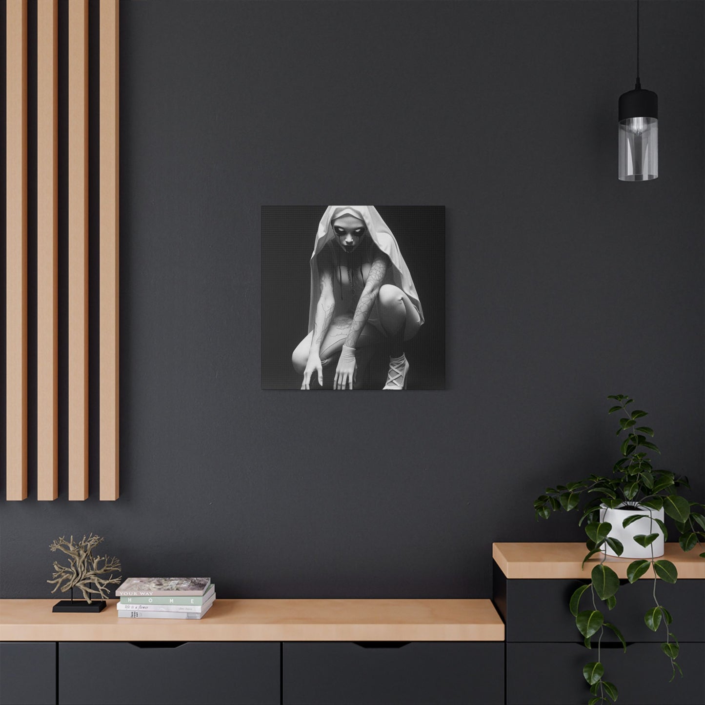 Gothic Art Print, Horror Decor, Canvas Wall Art, Home Aesthetic, Unique Gift, Modern Black and White Art