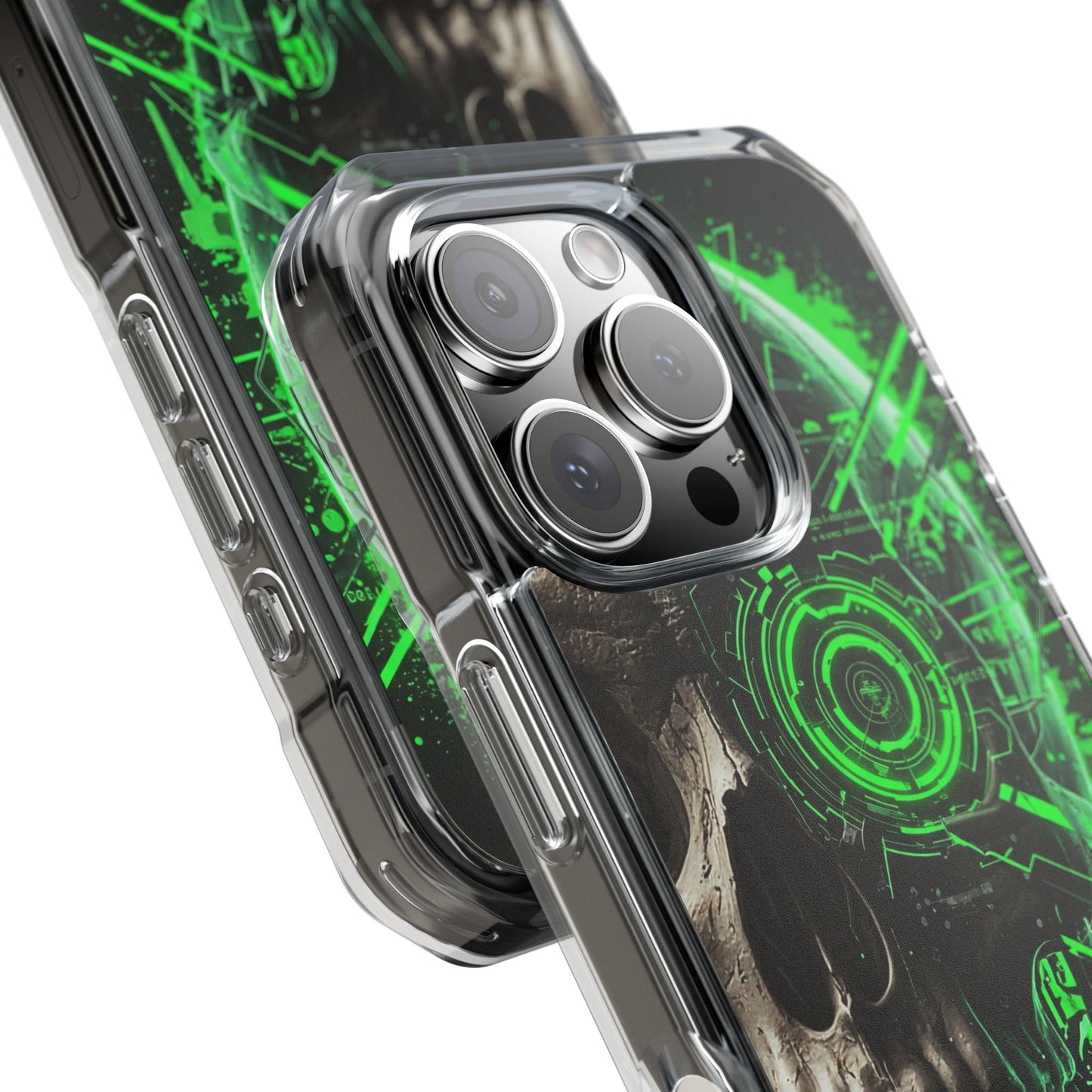Skull Graphic Phone Case - Magnetic Clear Impact Cases, Skull Design, Unique Phone Protection, Edgy Gift for Tech Lovers
