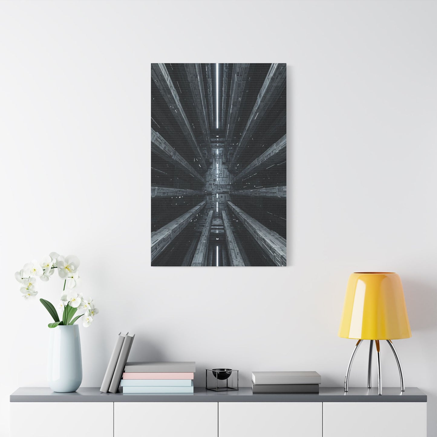 Futuristic Stretched Canvas Art, Modern Wall Decor, Sci-Fi Artwork, Perfect for Home or Office, Unique Gift Idea, Abstract Design