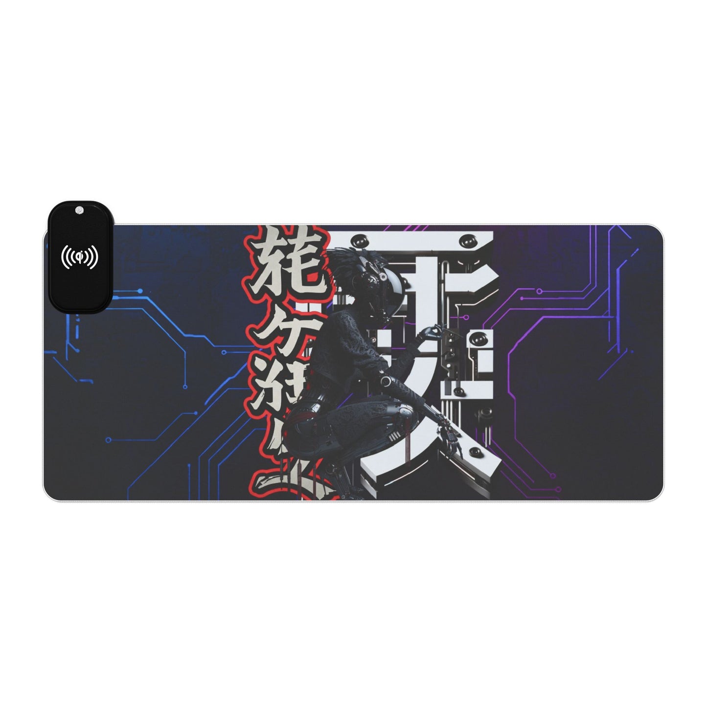 LED Gaming Mouse Pad with Wireless Charging - Cyberpunk Design for Gamers