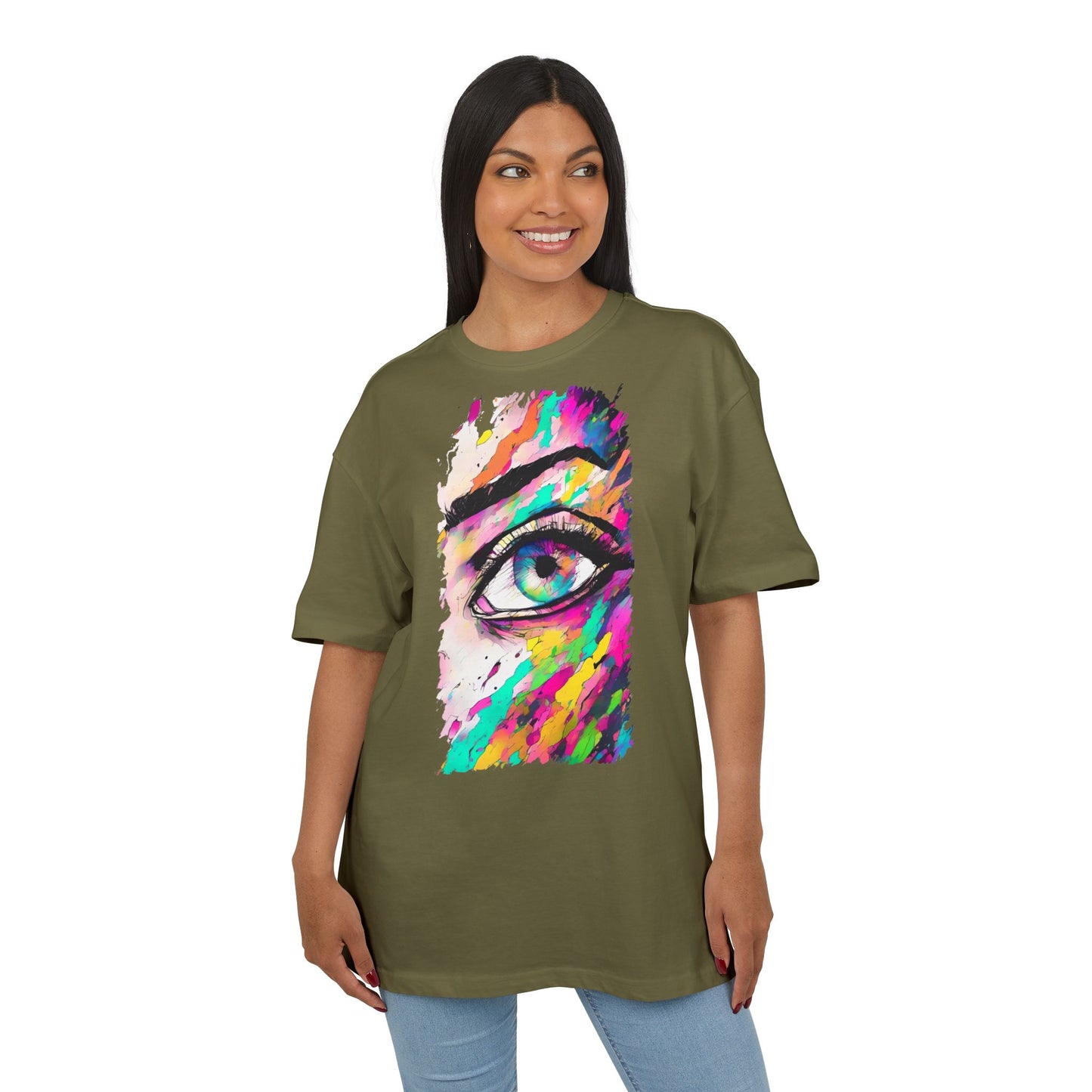 Colorful Eye Graphic Unisex Heavy Oversize Tee, Artistic T-Shirt, Casual Wear, Gift for Art Lovers, Streetwear Trends, Vibrant Style