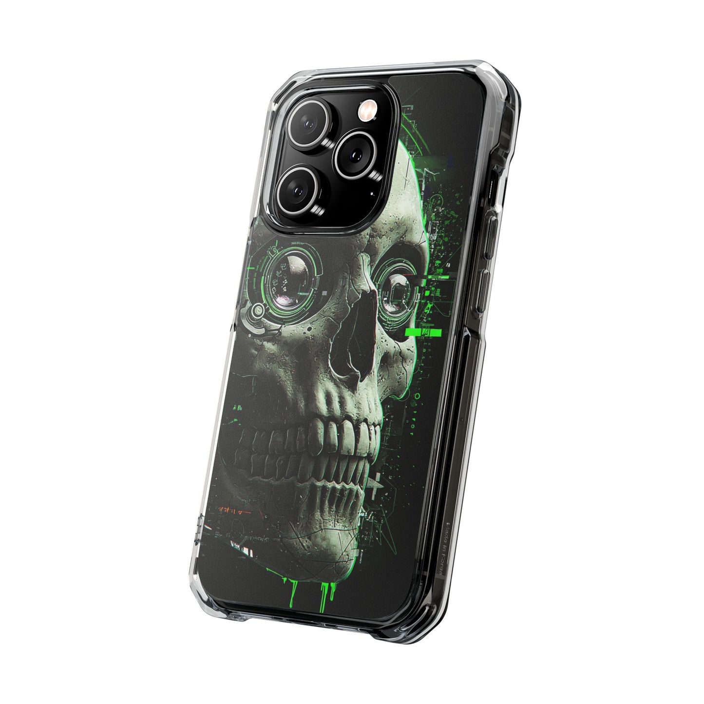 Gothic Skull Phone Case, Cyberpunk Design, Clear Impact Protection, Unique Gift for Him, Halloween Accessories, Tech Lover