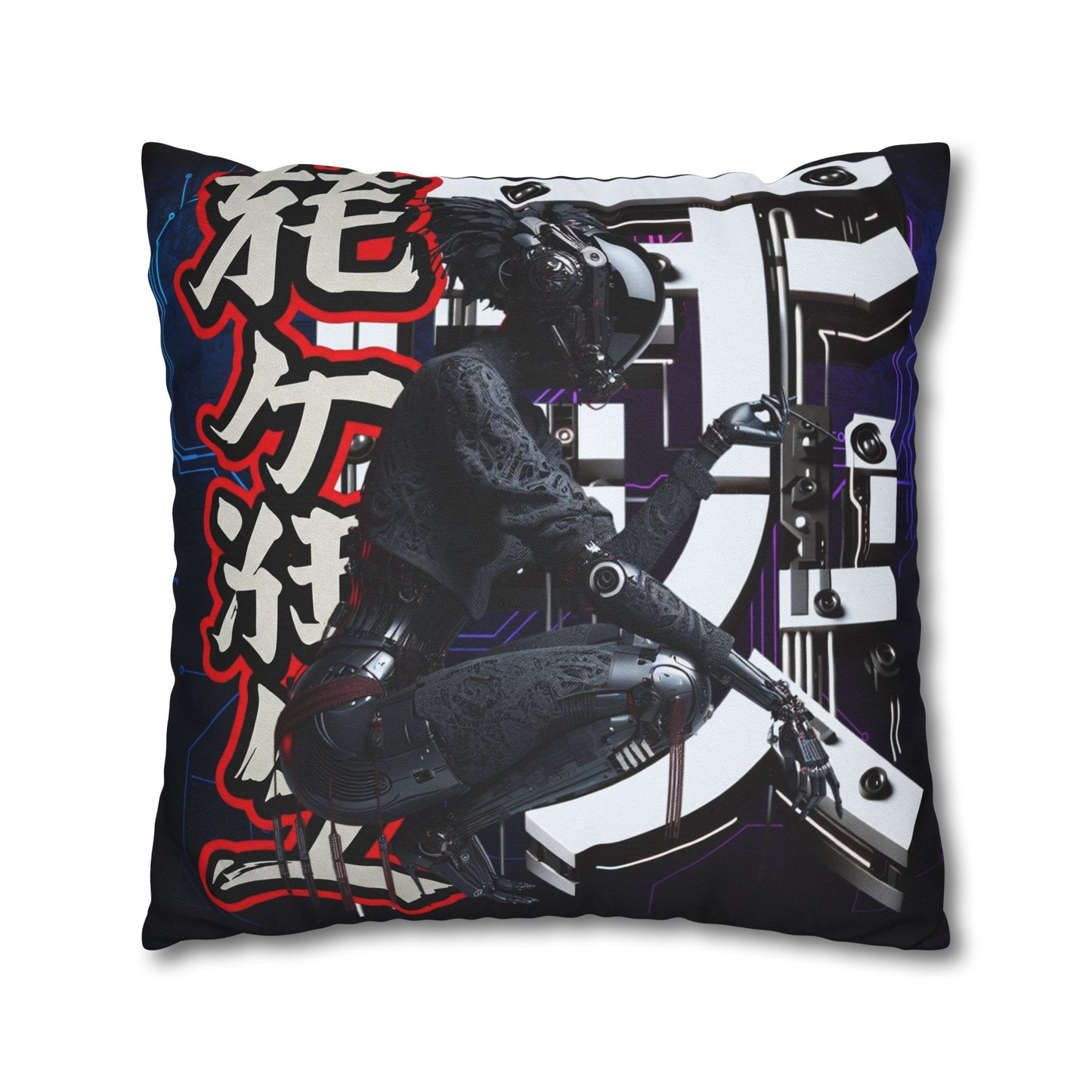 Futuristic Robot Art Square Pillowcase - Unique Home Decor for Tech Lovers