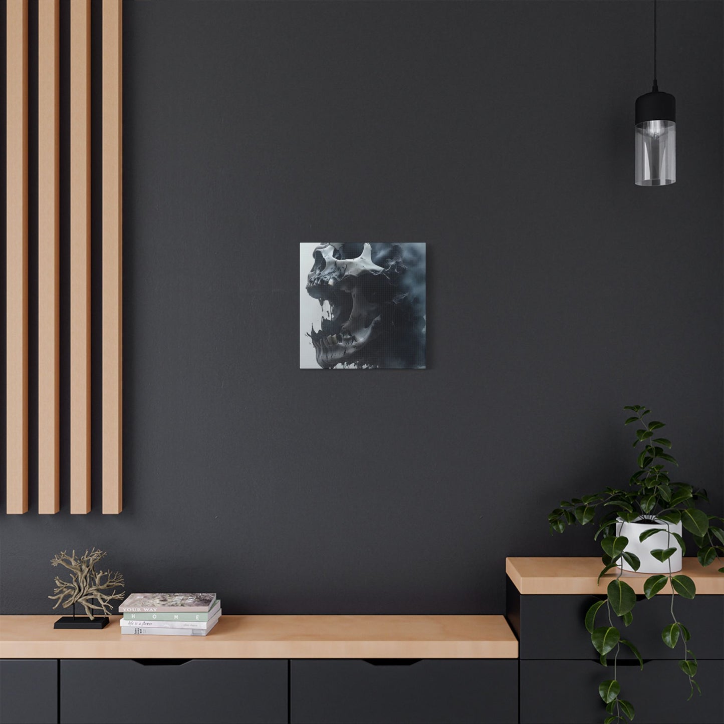 Skull Wall Art Canvas, Gothic Home Decor, Edgy Artwork for Halloween, Unique Gift for Him, Quirky Office Decor, Statement Piece