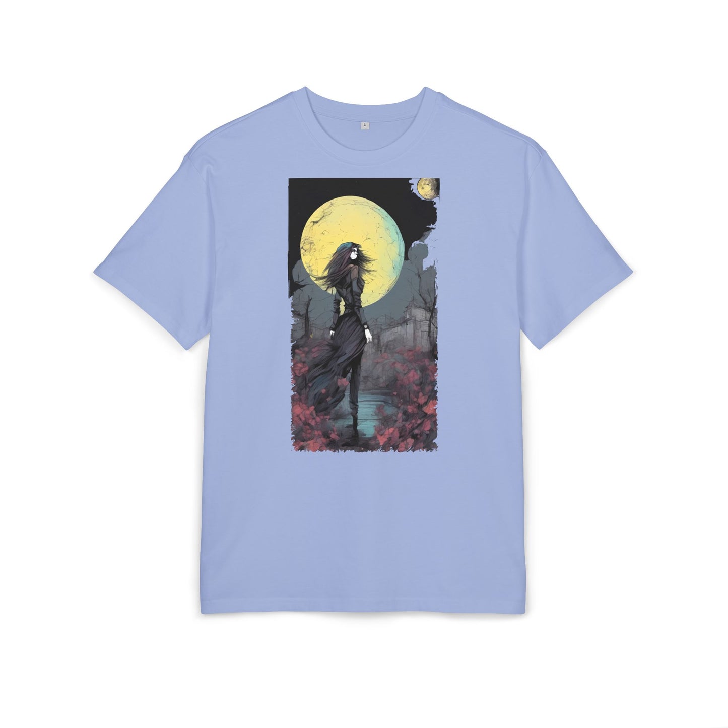 Moonlit Witch Oversize Tee, Cozy Casual Wear, Halloween Outfit, Gothic Style, Gift for Her, Everyday Fashion