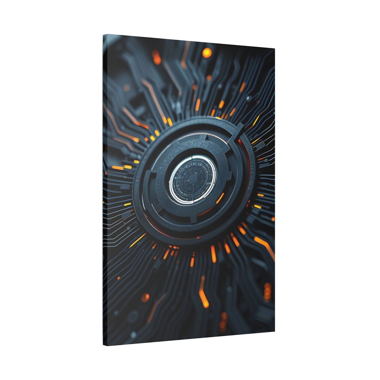 Futuristic Satin Canvas Wall Art, Modern Home Decor, Tech-Inspired Art Print, Unique Gift Idea, Abstract Wall Decoration, Cyberpunk Art