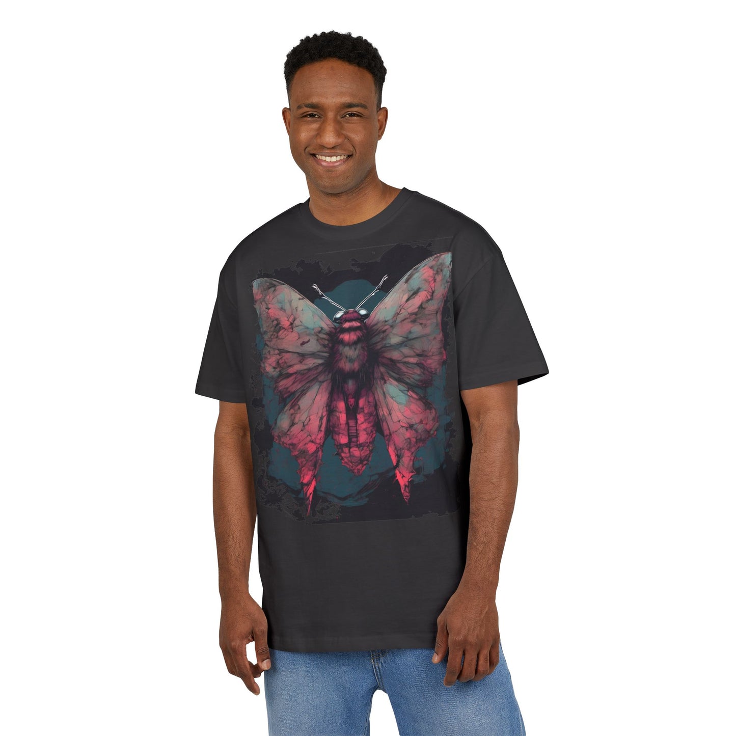 Aesthetic Moth Graphic Oversize Tee, Casual Style Shirt, Unique Gift, Eco-Print Tee, Art Lover Fashion, Nature-Inspired Top