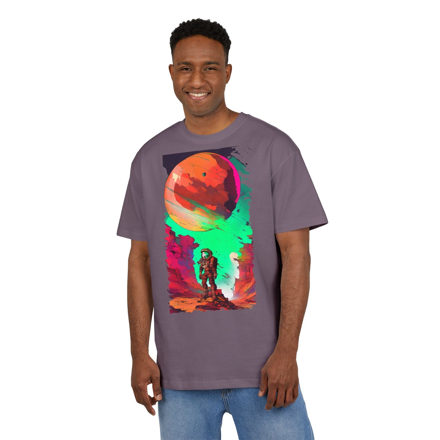 Cosmic Adventure Unisex Heavy Oversize Tee - Perfect for Space Lovers, Casual Style, Gift for Her, Him, Unique Graphic Tee, Sci-Fi Fashion