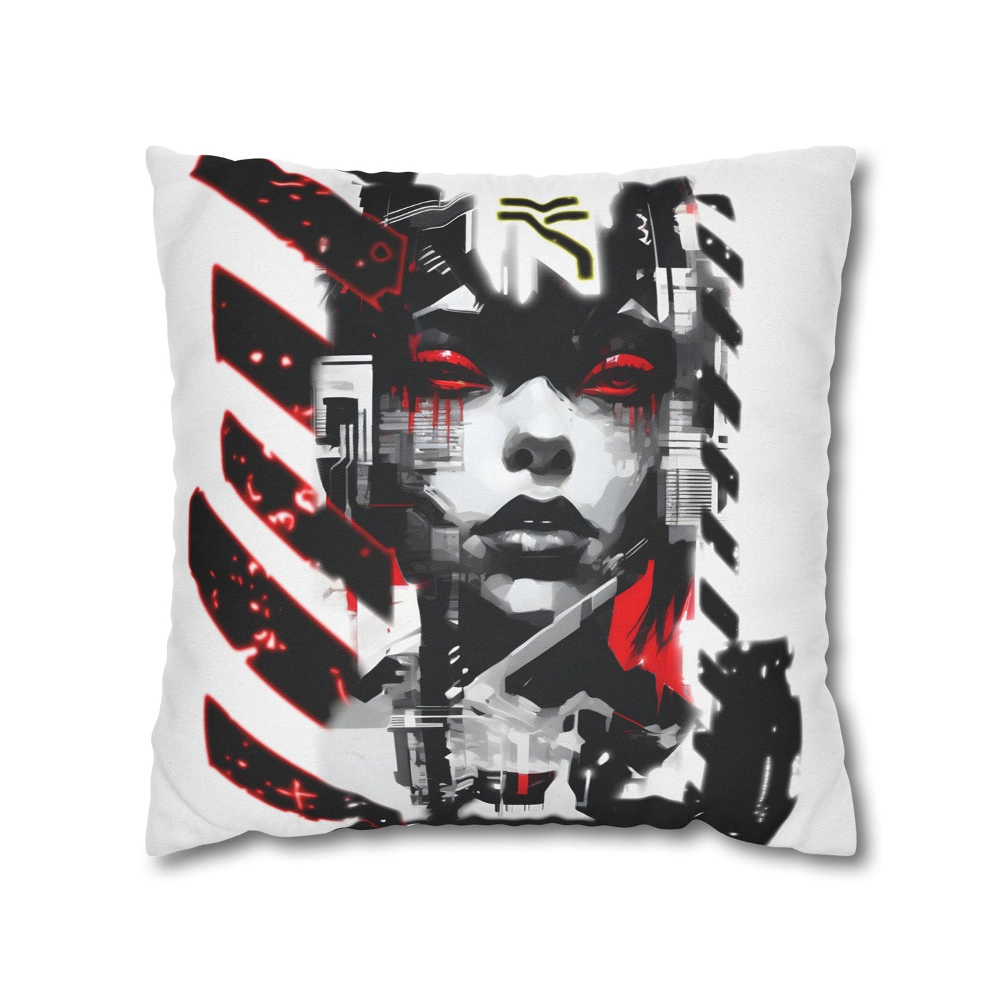 Bold Graphic Pillowcase, Unique Decorative Cushion Cover for Modern Home, Cyberpunk Art Decor, Gift for Art Lovers, Stylish Throw Pillow