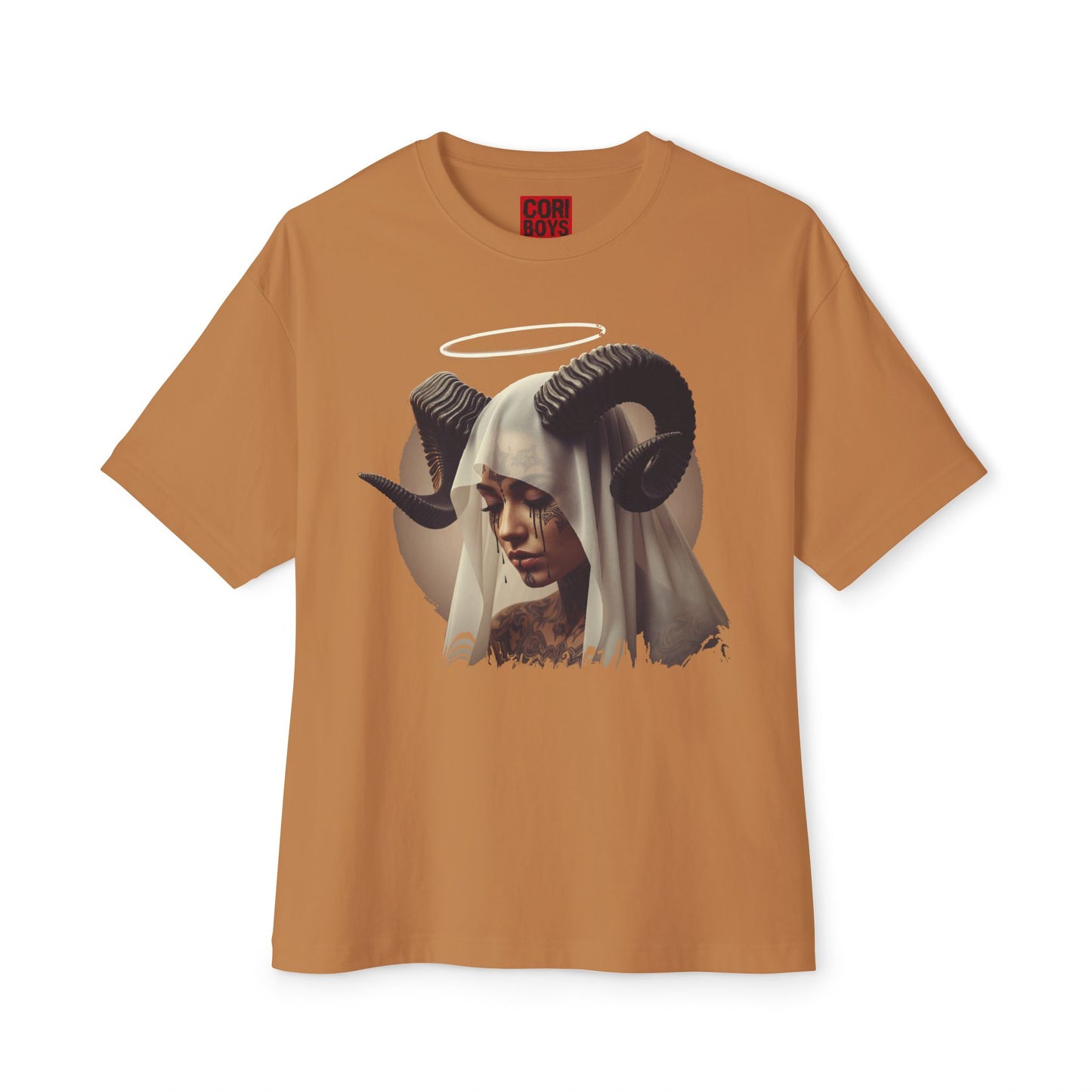 Mystical Ram Graphic Tee, Unisex Oversized Boxy Tee, Statement T-Shirt, Boho Chic Shirt, Art-Inspired Fashion, Comfortable Everyday Wear