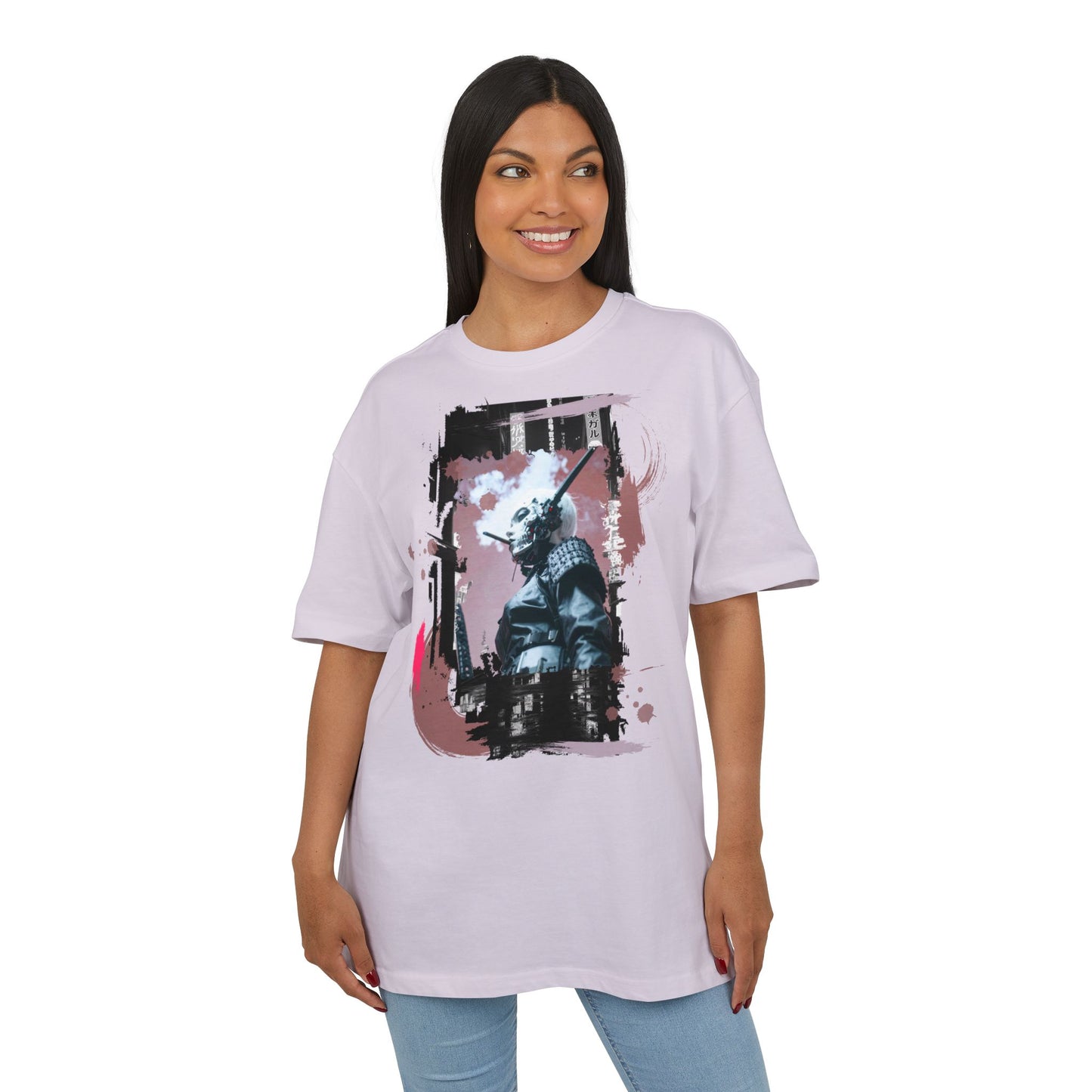 Unisex Heavy Oversize Tee featuring Samurai Art, Streetwear Graphic Tee, Gift for Him/Her, Casual Wear, Anime Inspired Fashion