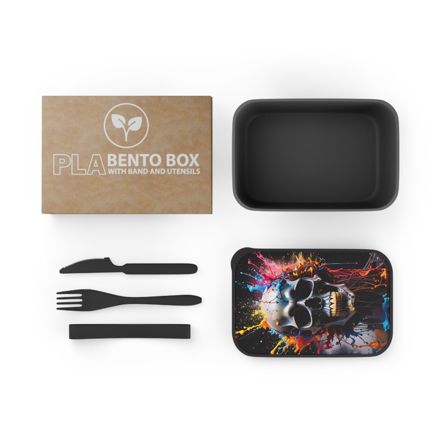 Vibrant Skull Bento Box with Utensils - Perfect for Lunches, Gifts, Halloween, Retro Style, Eco-Friendly Meal Prep