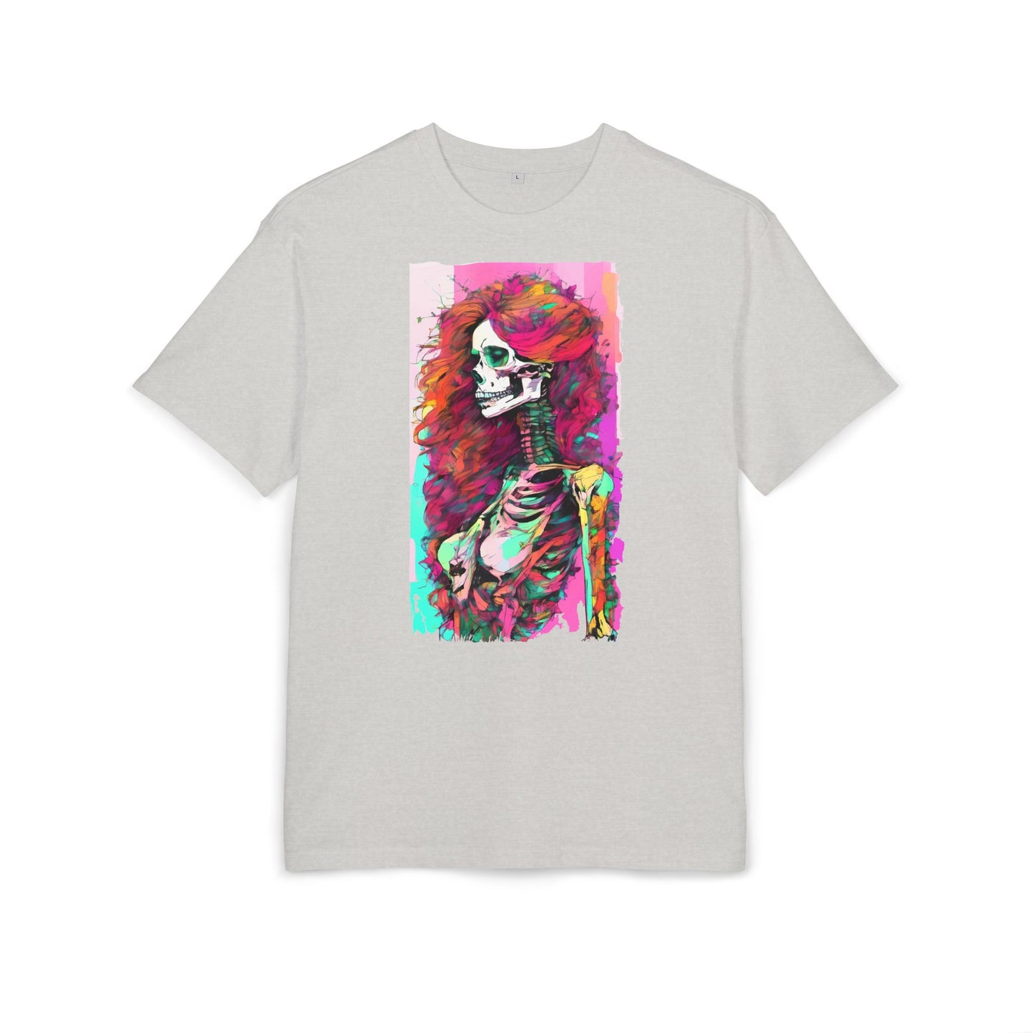 Vibrant Skeleton Art Unisex Heavy Oversize Tee, Halloween Shirt, Statement Tee, Graphic Tee, Casual Wear, Gift