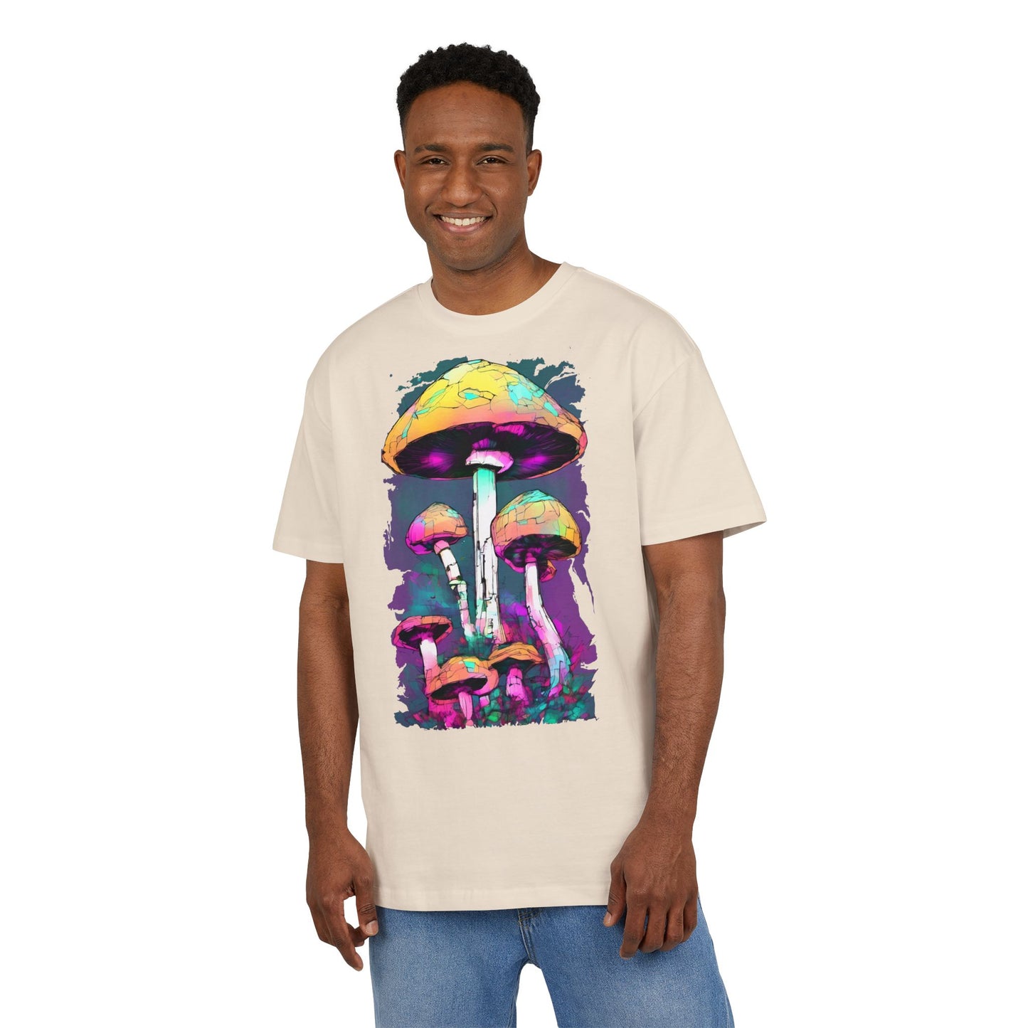 Trippy Mushroom Unisex Oversize Tee | Psychedelic Art Shirt, Retro Graphic Tee, Festival Wear, Gift for Nature Lovers, Streetwear