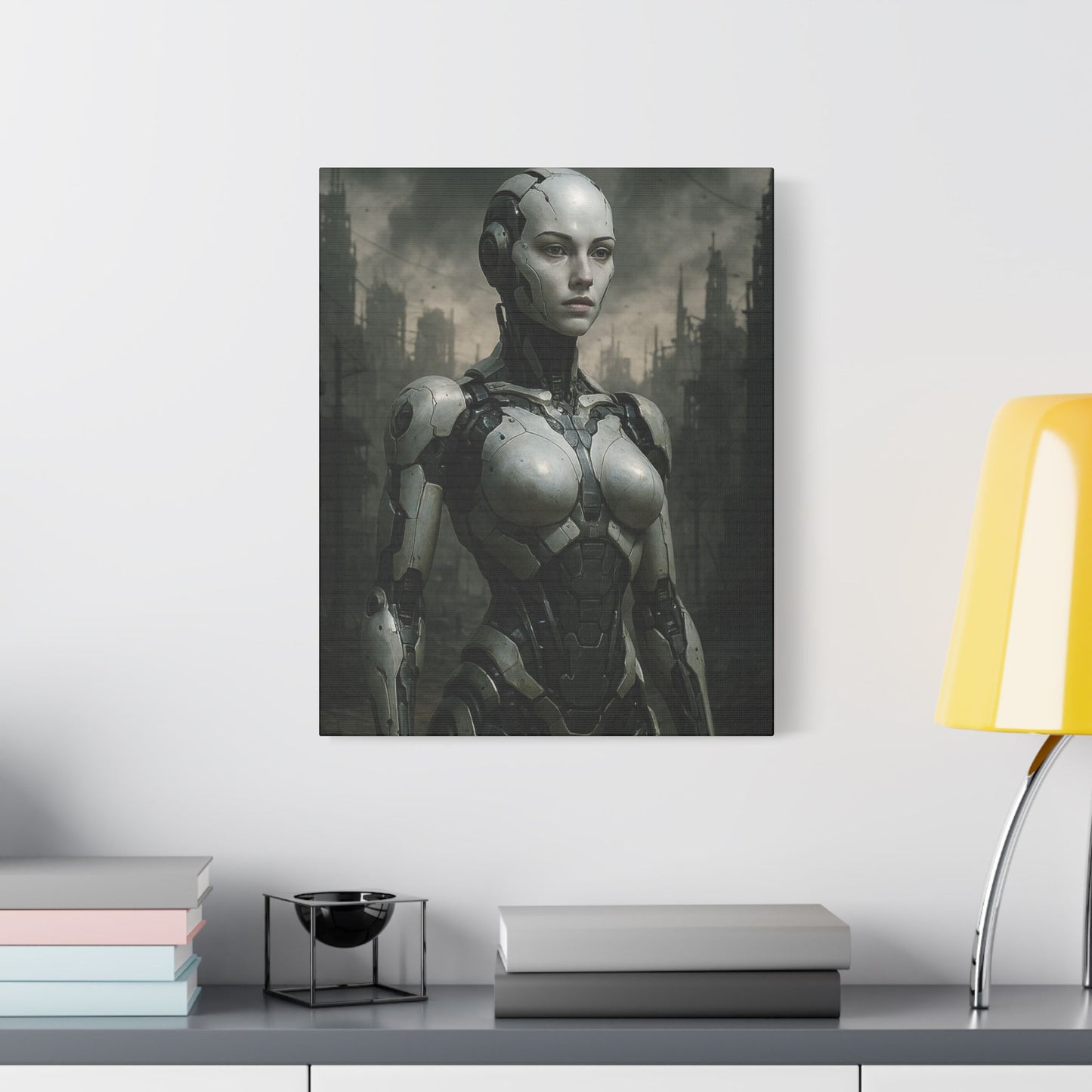 Futuristic Robot Art Canvas Print, Sci-Fi Home Decor, Modern Wall Art, Tech-Inspired Artwork, Gift for Tech Lovers