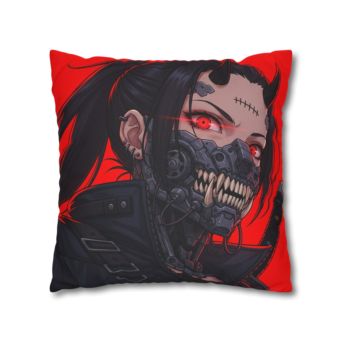 Gothic Anime Pillowcase, Decorative Throw Pillow, Cyberpunk Square Cushion, Bedroom Decor, Unique Gift for Fans, Cozy Home Accents