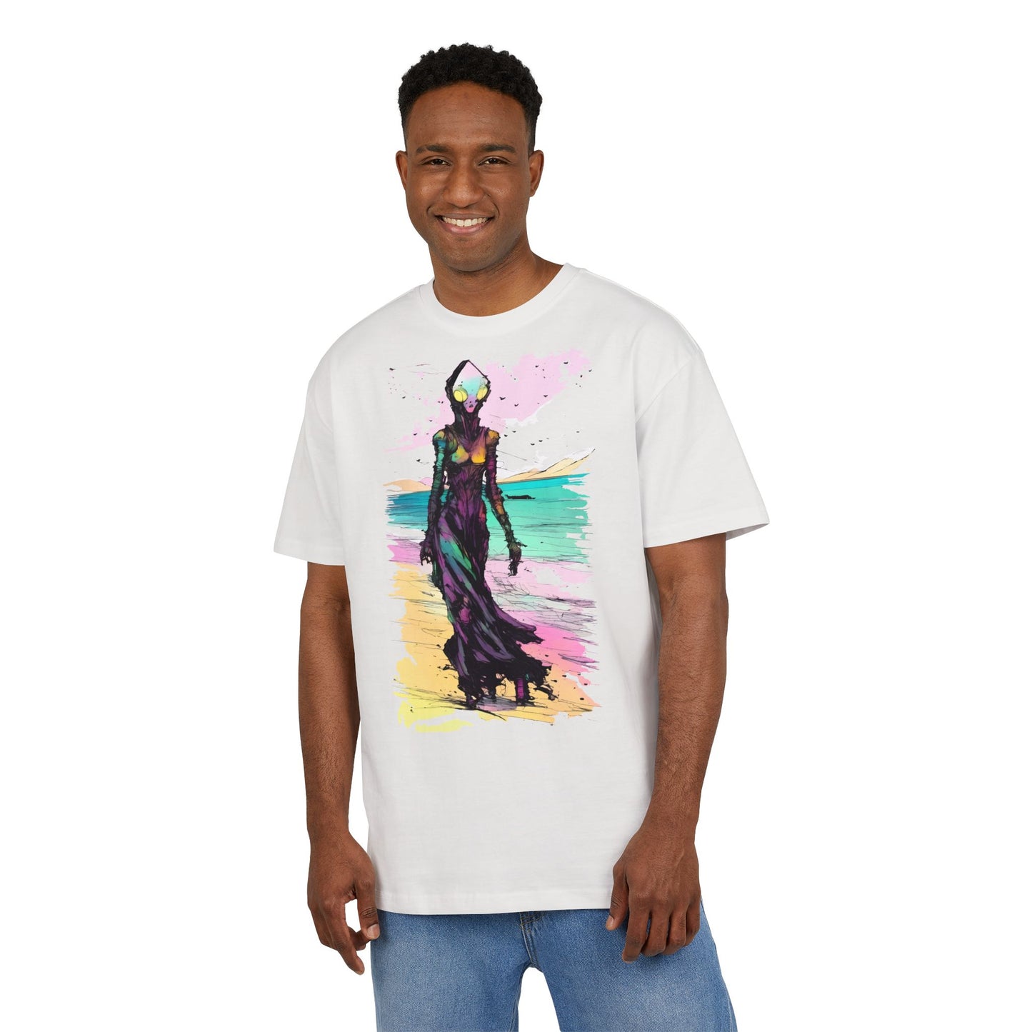 Beach Vibes Oversize Tee - Artistic Graphic Tee, Summer Style, Unisex T-Shirt, Boho Fashion, Casual Wear