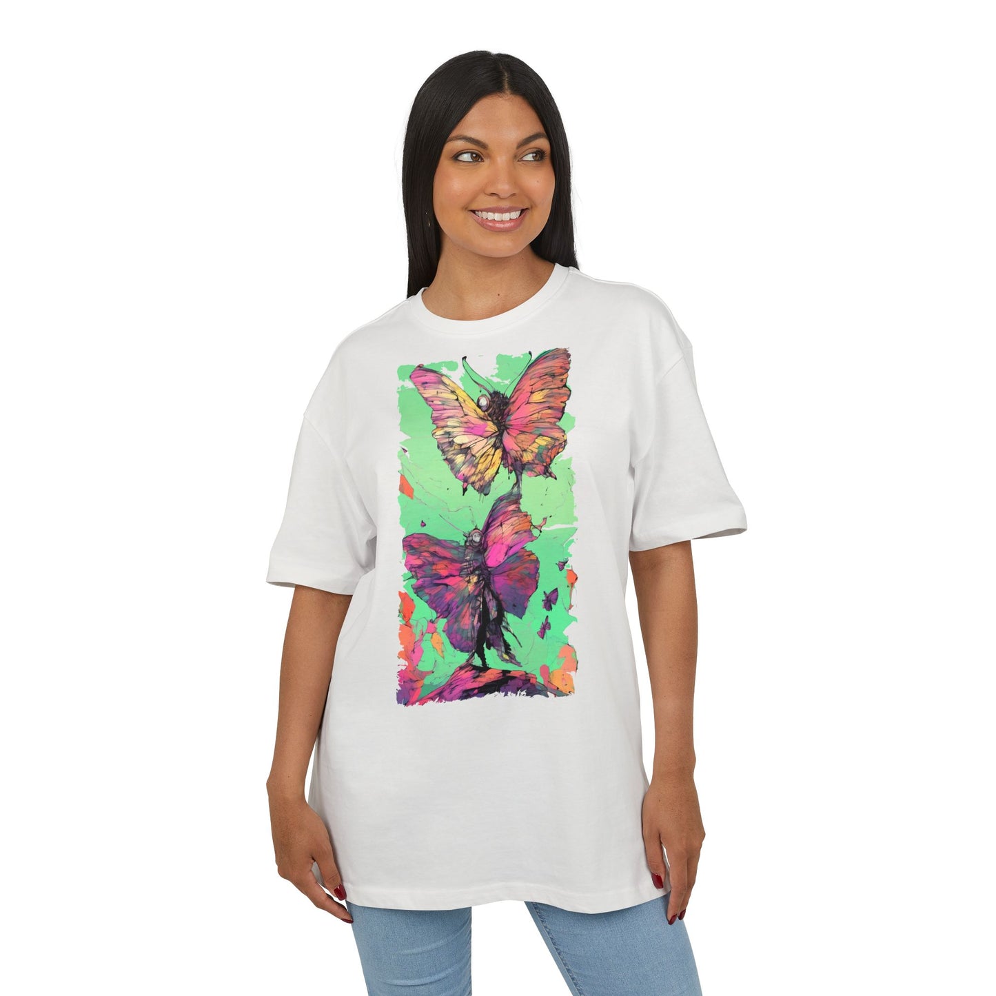 Colorful Butterfly Oversized Tee | Boho Style Tee, Spring Fashion, Nature Lover Gift, Festival Wear, Unique Graphic Shirt