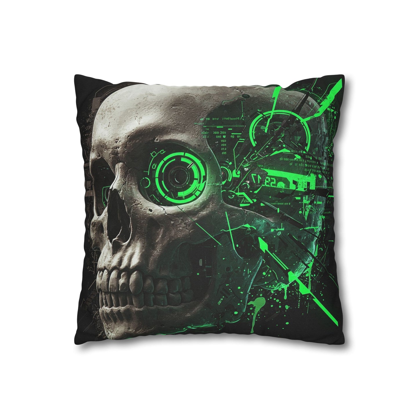 Futuristic Skull Pillowcase - Edgy Home Decor, Gothic Accessories, Cyberpunk Living Room, Halloween Decorations, Unique Gift Idea