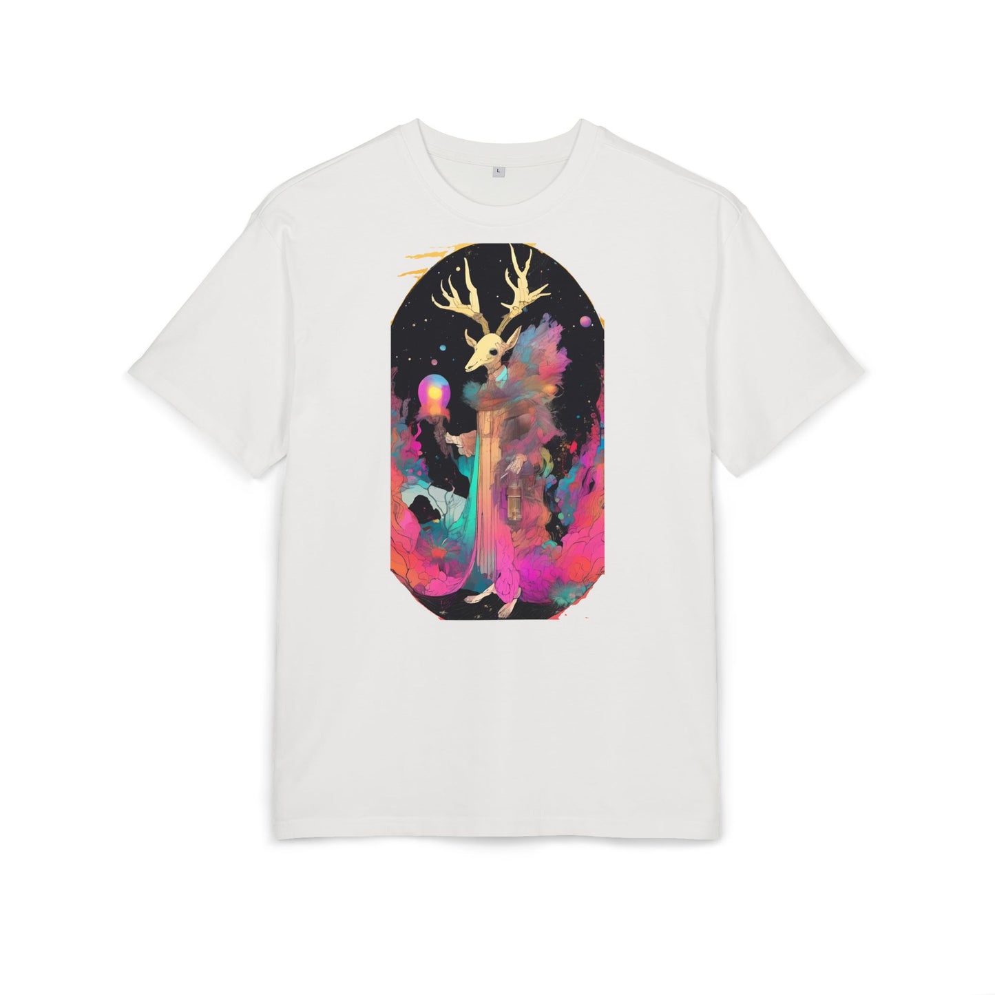Cosmic Stag Unisex Oversize Tee | Bohemian Vibe T-Shirt, Fantasy Apparel, Unique Gift, Art-Inspired Fashion, Summer Style
