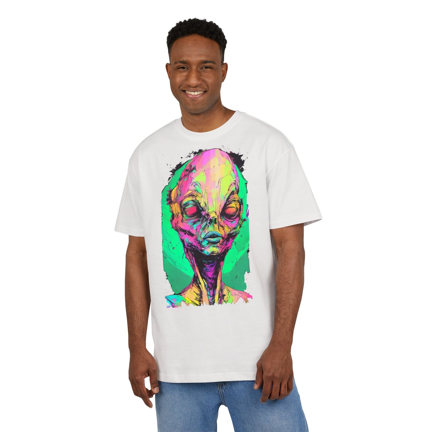 Alien Art Oversize Tee, Graphic Tee, Unisex T-Shirt, Casual Wear, Unique Gift for Sci-Fi Lovers